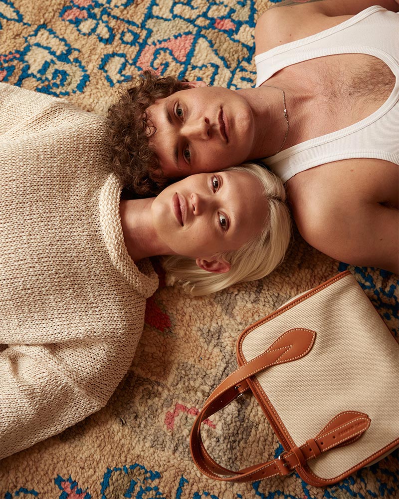 Sac cabas en toile et cuir
