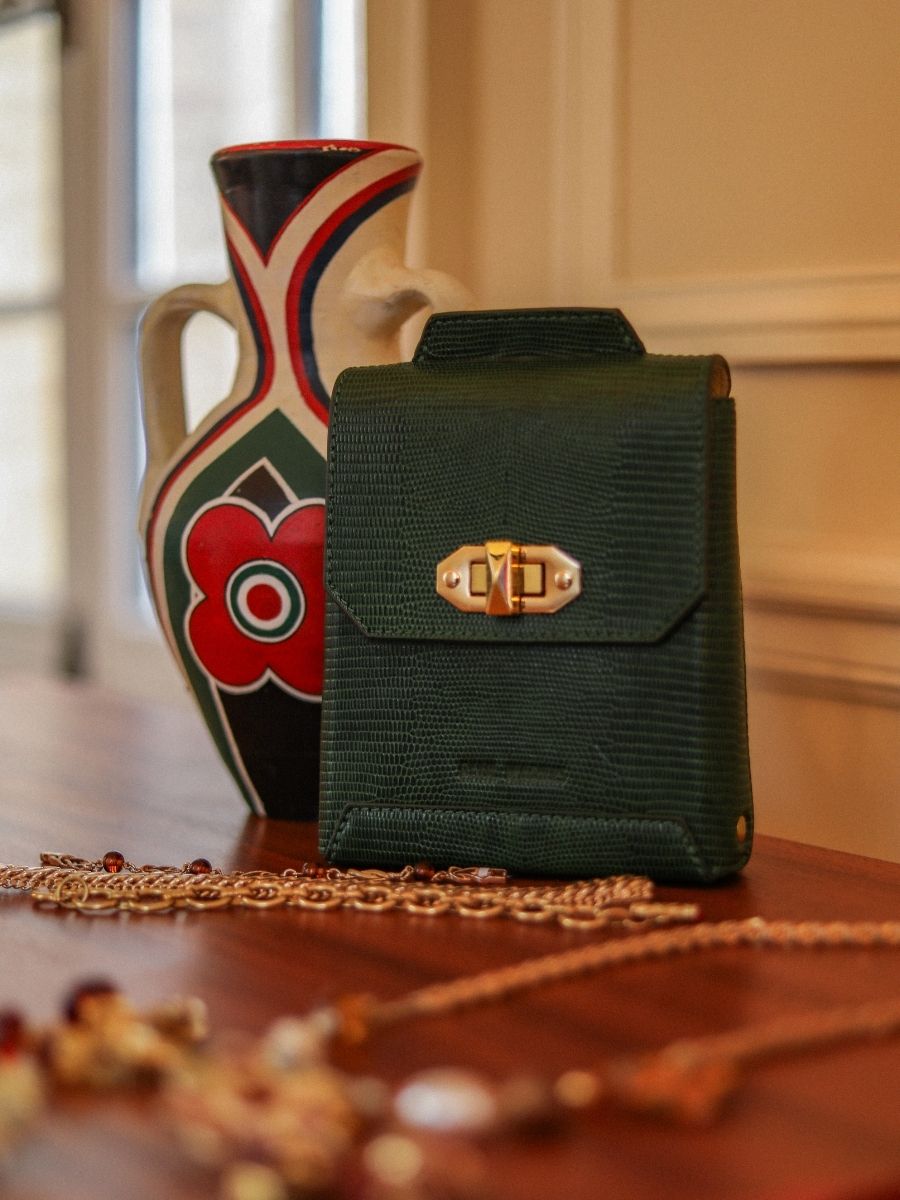 foto-vista-bolso-teléfono-cuero-verde-agathe-1960-paul-marius-m70-l-dg