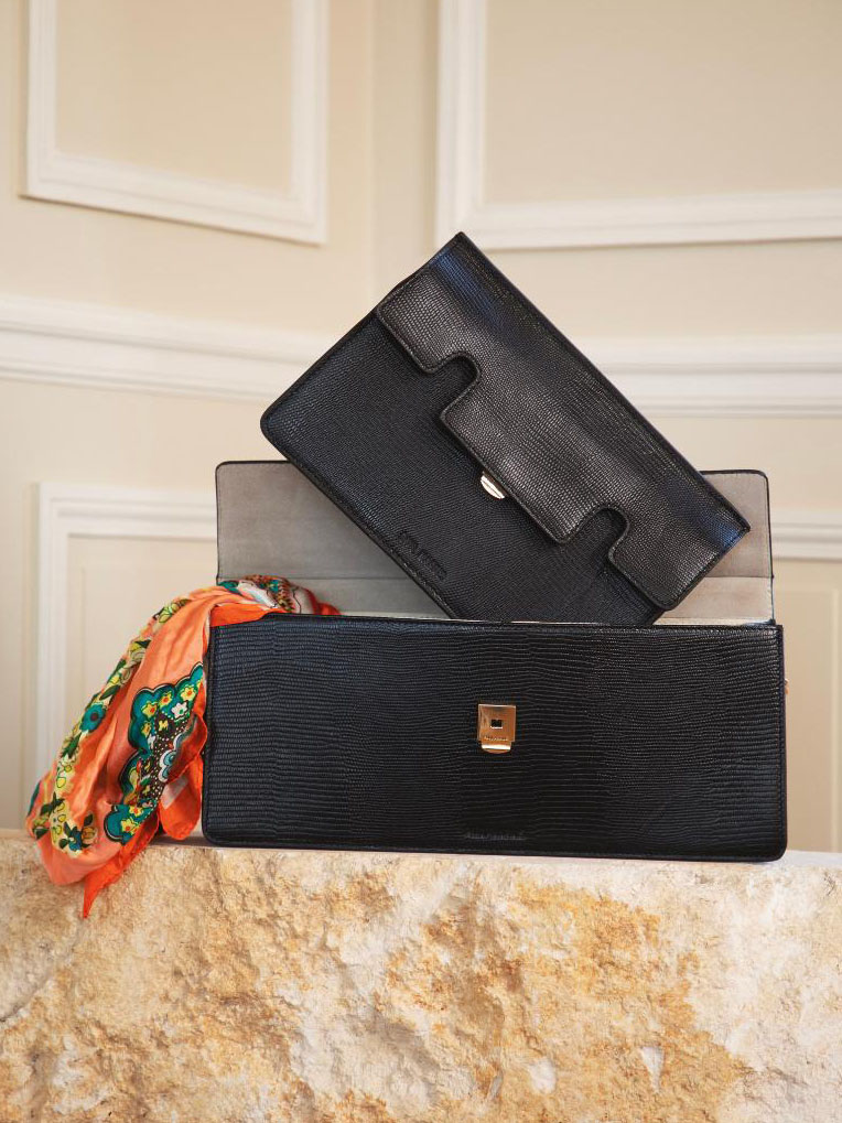 foto-vista-zoom-material-bolso-baguette-cuero-negro-azabache-gabrielle-ultra-long-1960-paul-marius-w42l-l-b