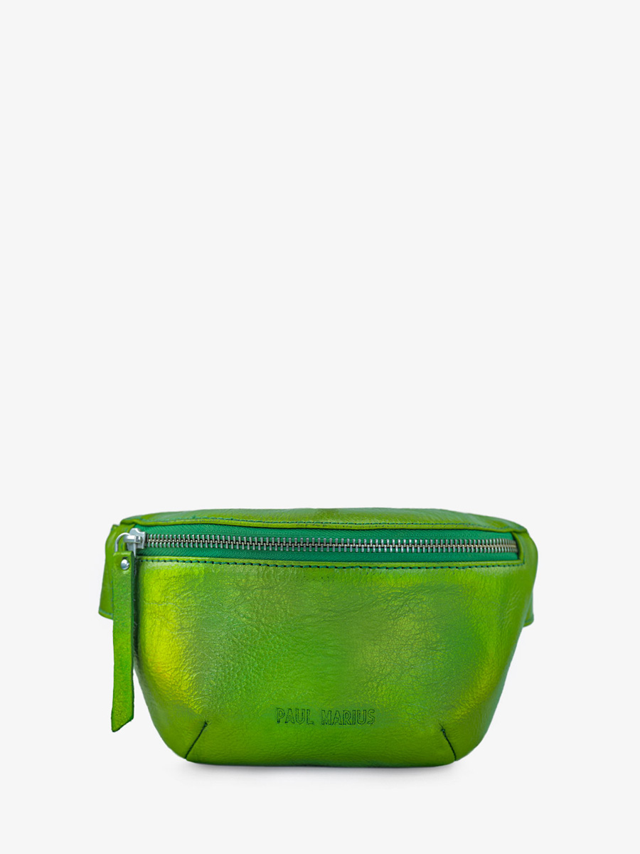 foto-vista-frontal-bolsa-banana-cuero-verde-metalizado-mujer-labanane-xs-absinthe-paul-marius-m503xs-gr-b