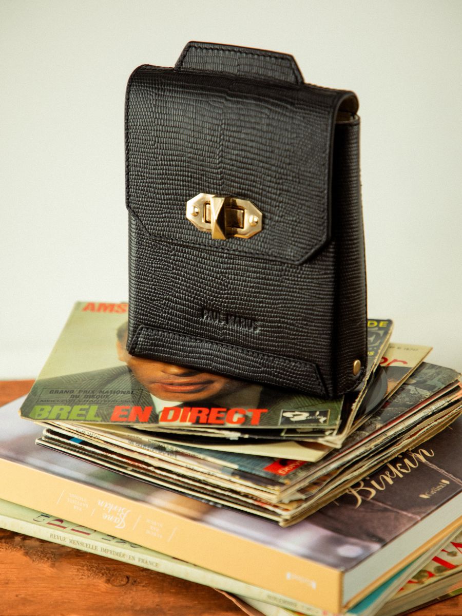 foto-vista-bolso-teléfono-cuero-negro-azabache-agathe-1960-paul-marius-m70-l-b