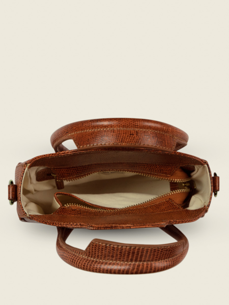 foto-vista-interior-bolso-mano-cuero-marrón-aline-1960-ámbar-paul-marius-w34-l-l