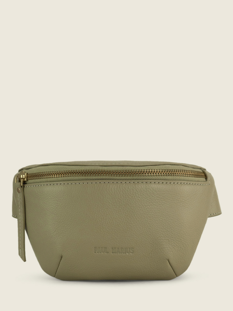 foto-vista-frontal-mini-riñonera-cuero-verde-labanane-xs-art-deco-almendra-paul-marius-m503xs-ad-al