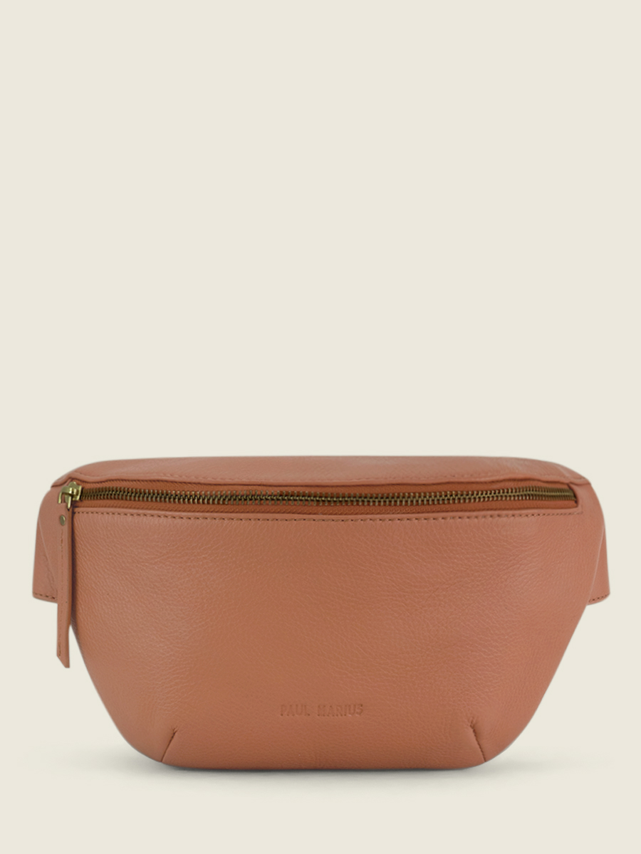 foto-vista-frontal-bolsa-banana-cuero-marrón-labanane-art-deco-caramel-paul-marius-m503-ad-ca