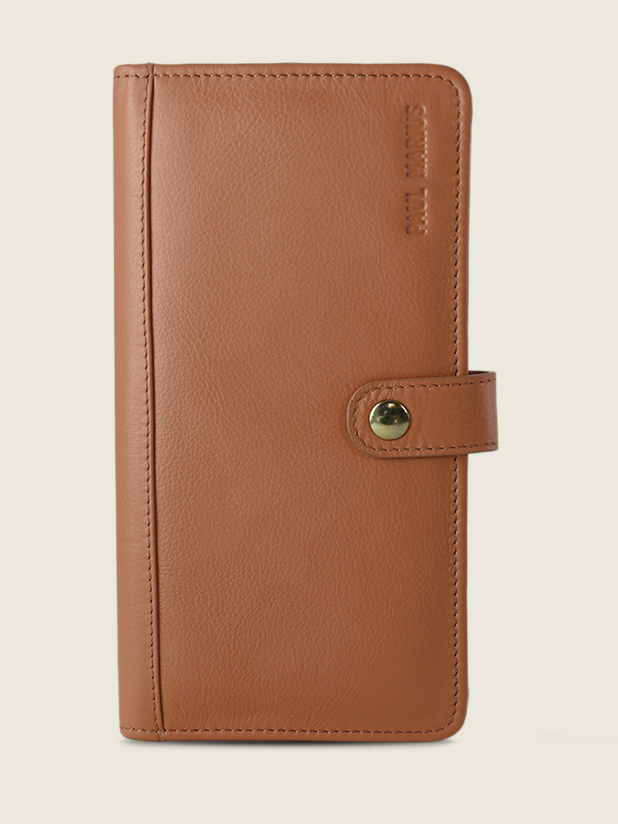 foto-vista-frontal-cartera-cuero-marrón-charlotte-n2-art-deco-caramel-paul-marius-m67-ad-ca