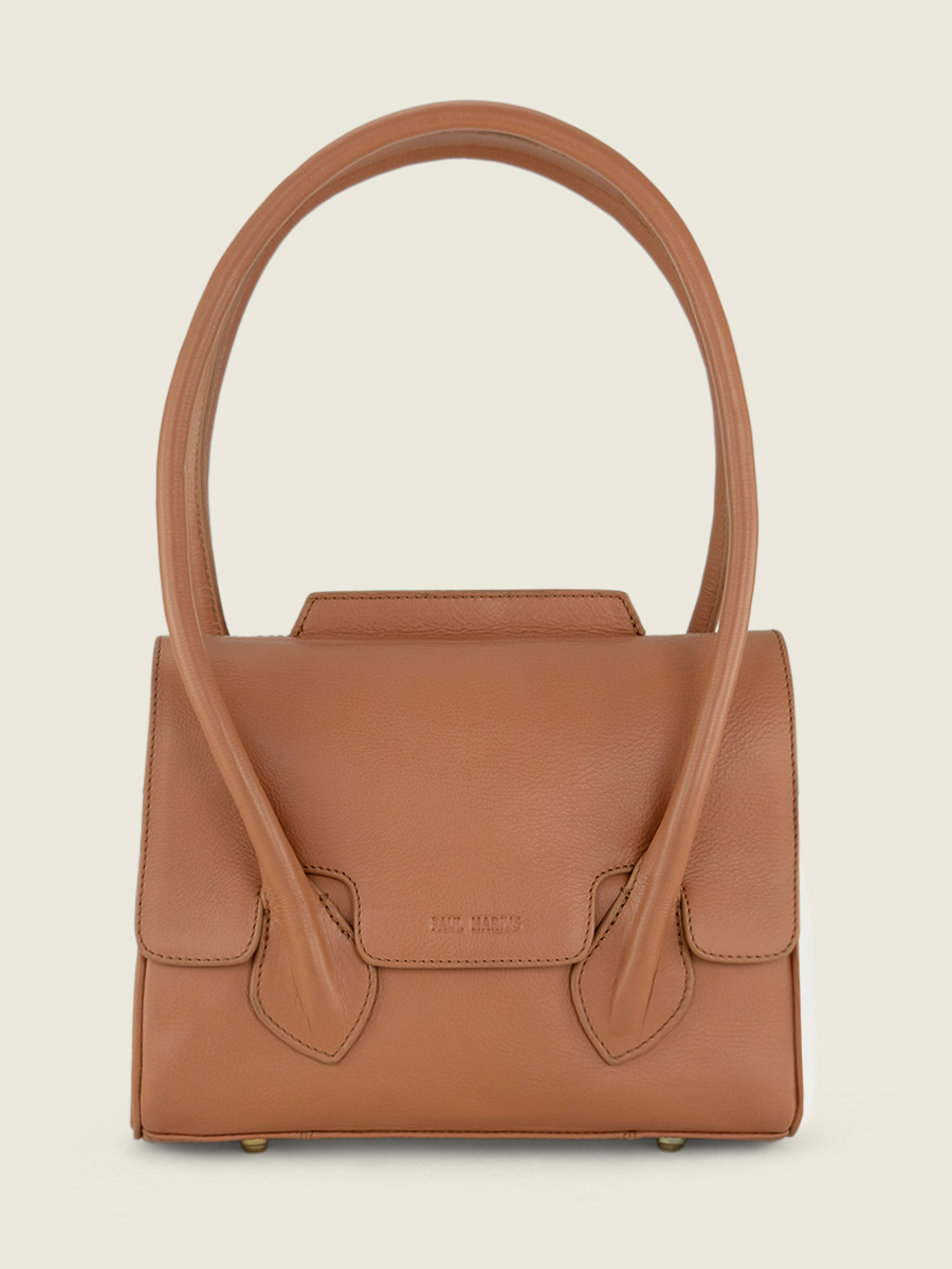 foto-vista-frontal-bolso-de-mano-cuero-marrón-colette-s-art-deco-caramel-paul-marius-w28s-ad-ca