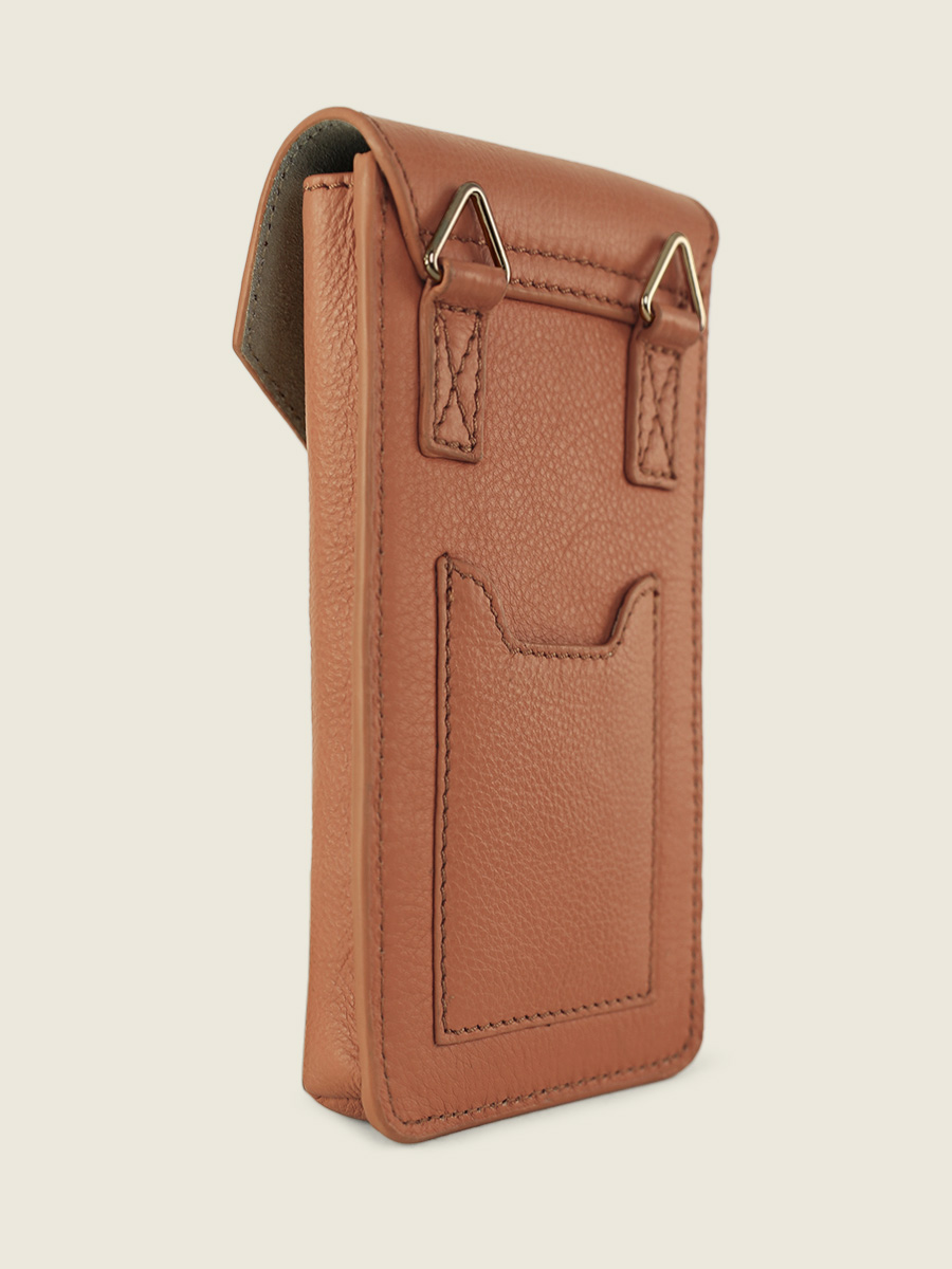 foto-vista-posterior-bolso-teléfono-cuero-marrón-eva-art-deco-caramel-paul-marius-m71-ad-ca