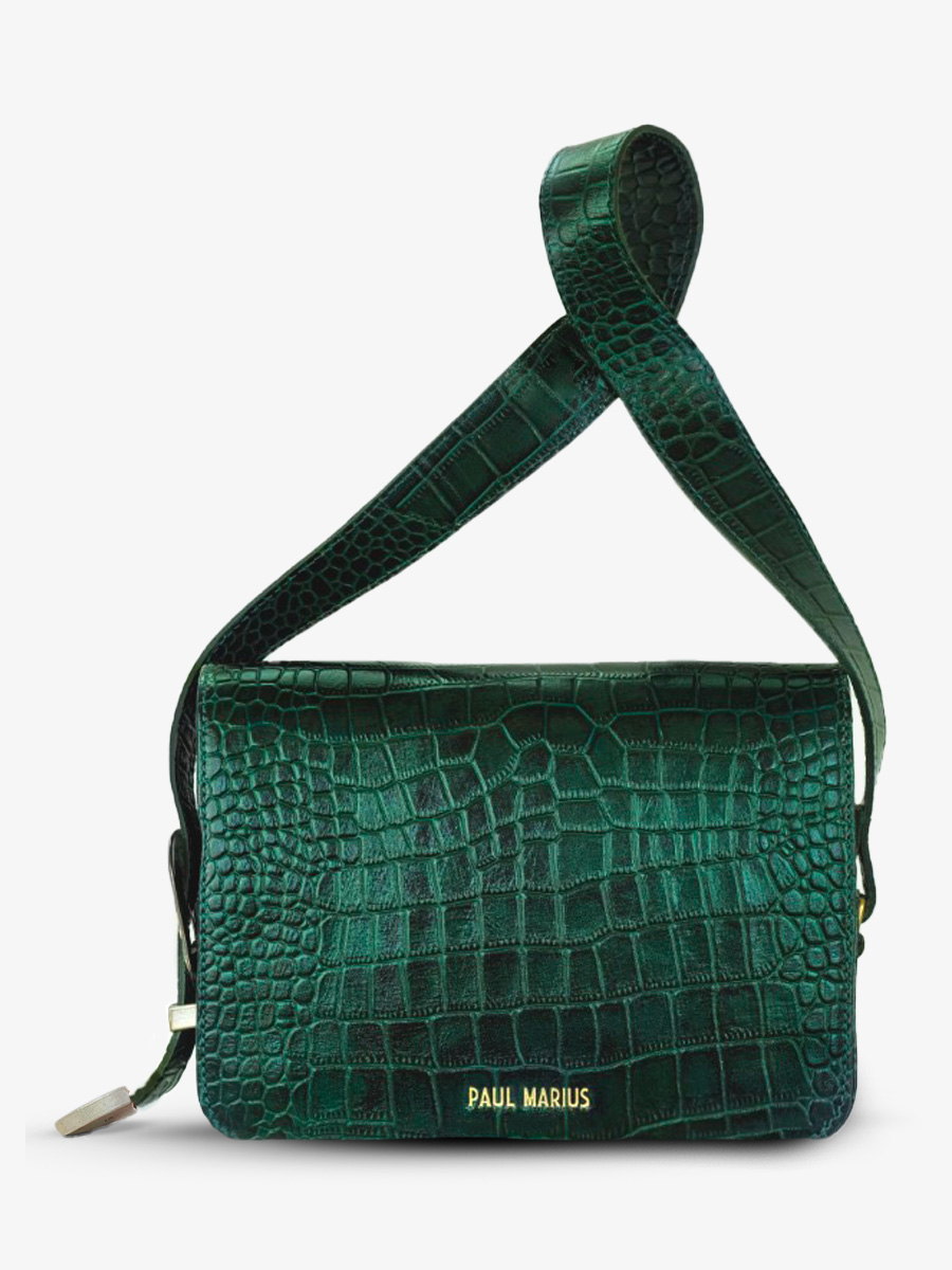 foto-vista-frontal-bolso-bandolera-cuero-mujer-lebaguette-alligator-verde-paul-marius-w29-a-dg