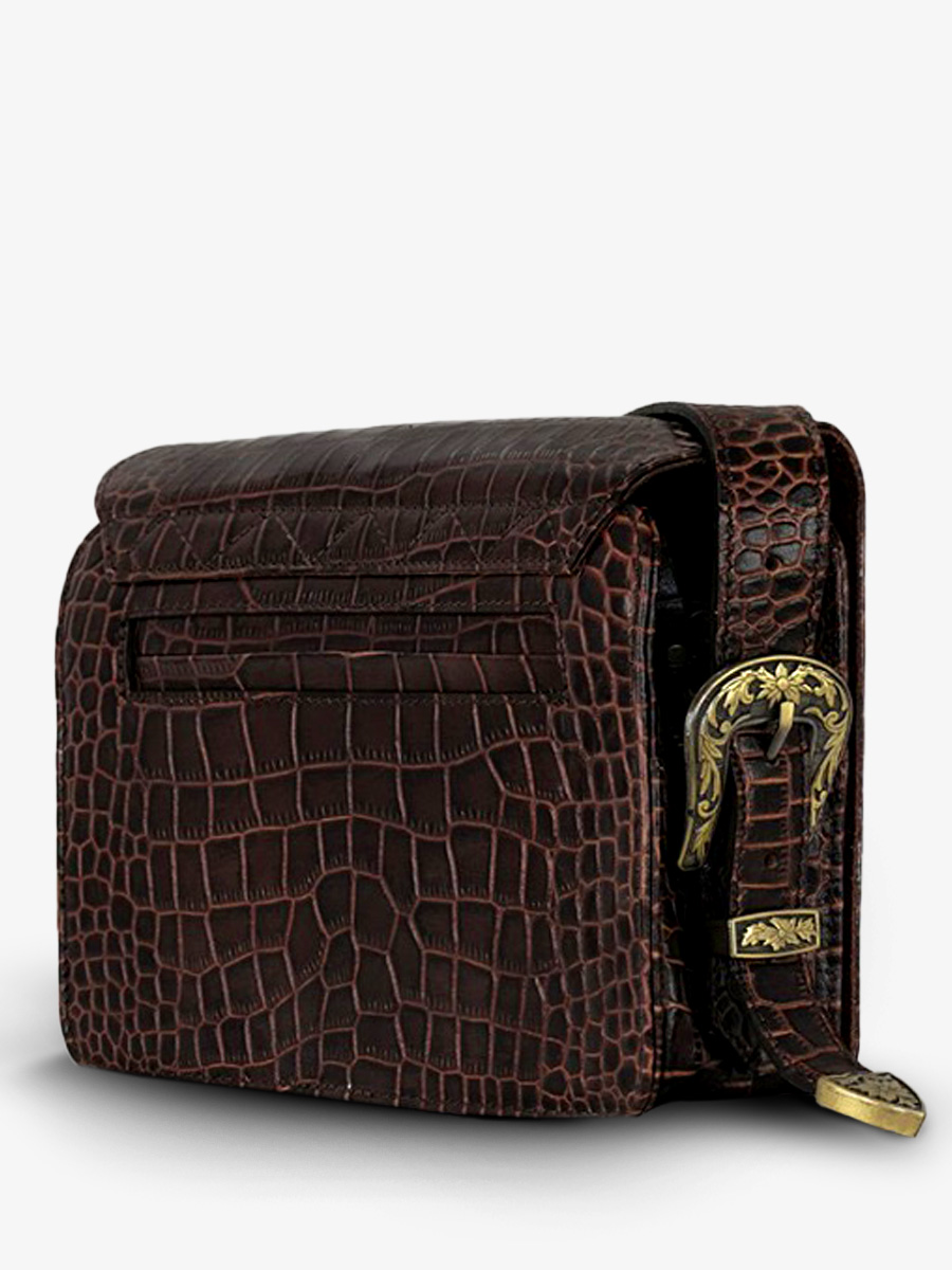 foto-vista-lateral-bolso-bandolera-cuero-mujer-lebaguette-alligator-marrón-paul-marius-w29-a-db