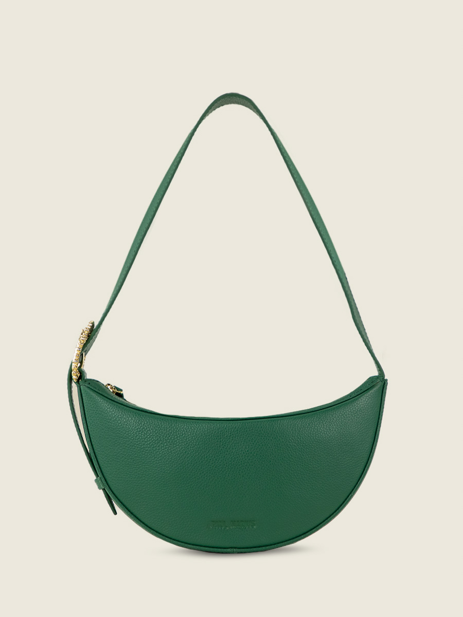 foto vista frontal bolso semiluna cuero verde celeste verde imperial paul marius w50 az gr