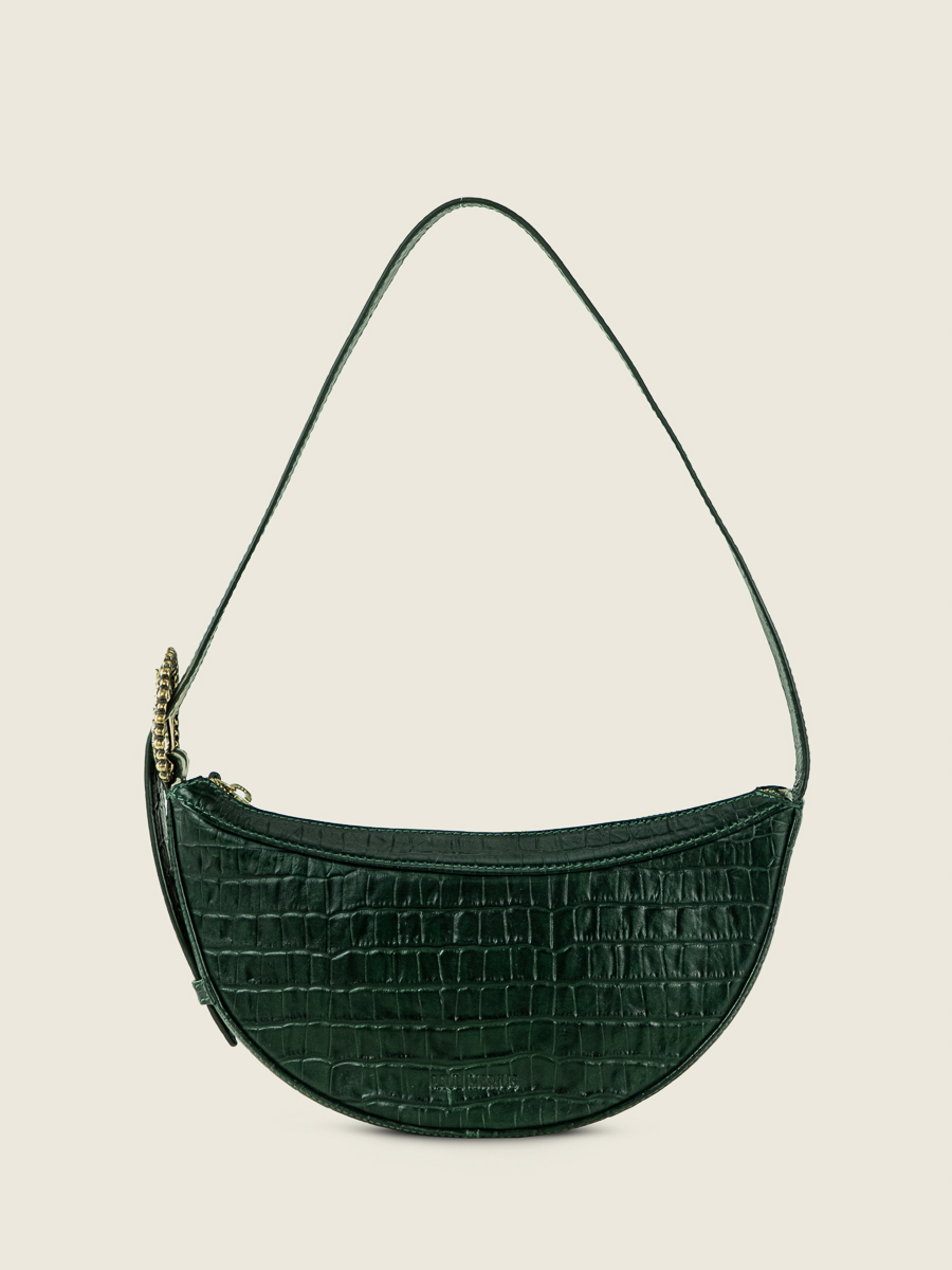 foto vista frontal bolso semiluna cuero verde celeste heritage malachite paul-marius-w50-cr-dg