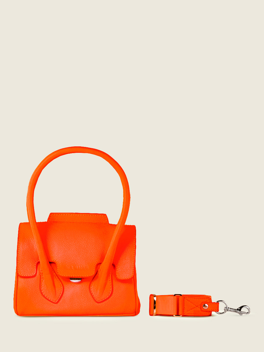 foto vista frontal mini bolso de mano de cuero naranja colette XS neón paul-marius-w28xs-ne-o