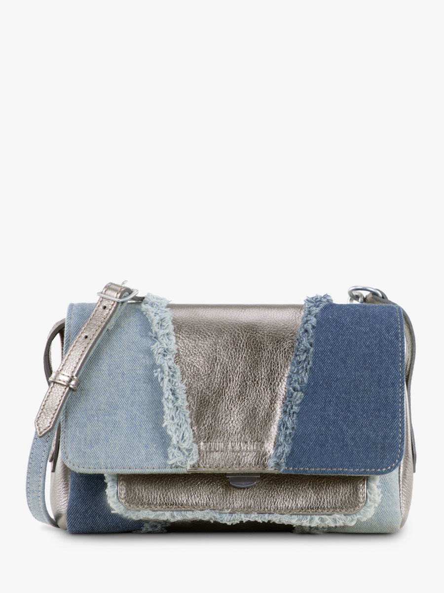 foto-vista-frontal-bolso-bandolera-cuero-vaquero-plateado-diane-s-denim-acier-paul-marius-w35-gm-denim