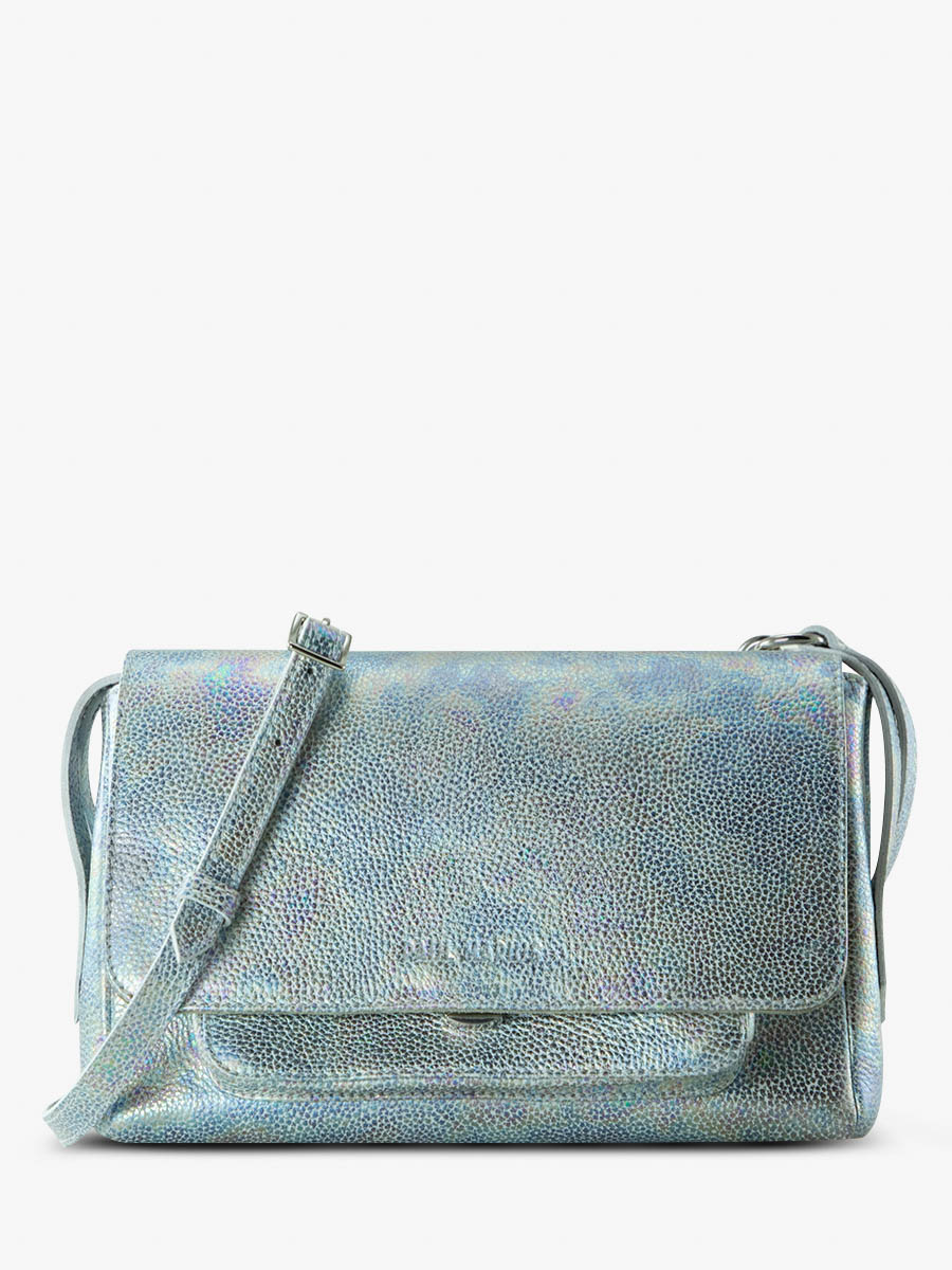 foto-vista-frontal-bolso-bandolera-cuero-blanco-holográfico-diane-s-granite-paul-marius-w35s-gra-w