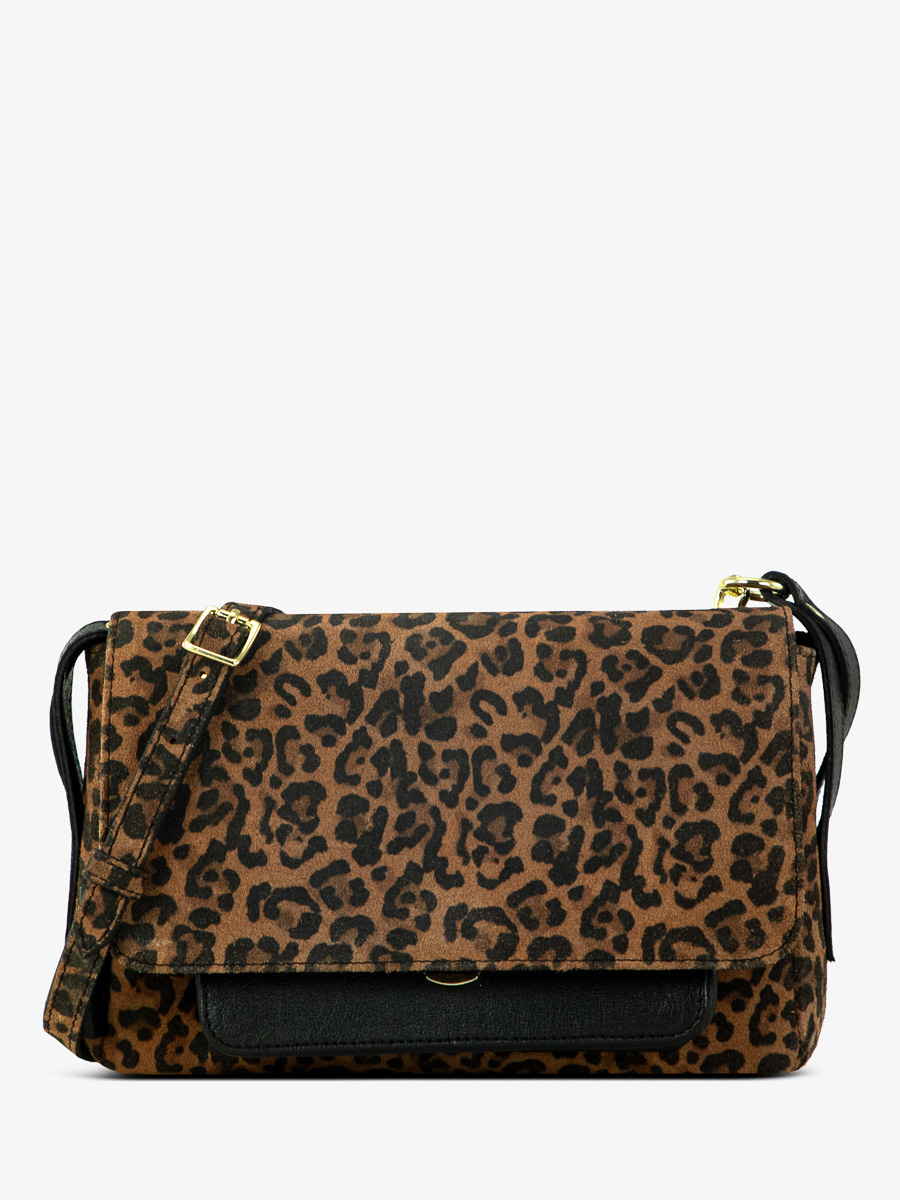 bolso bandolera dian s leopardo negro vista frontal w35s lp b