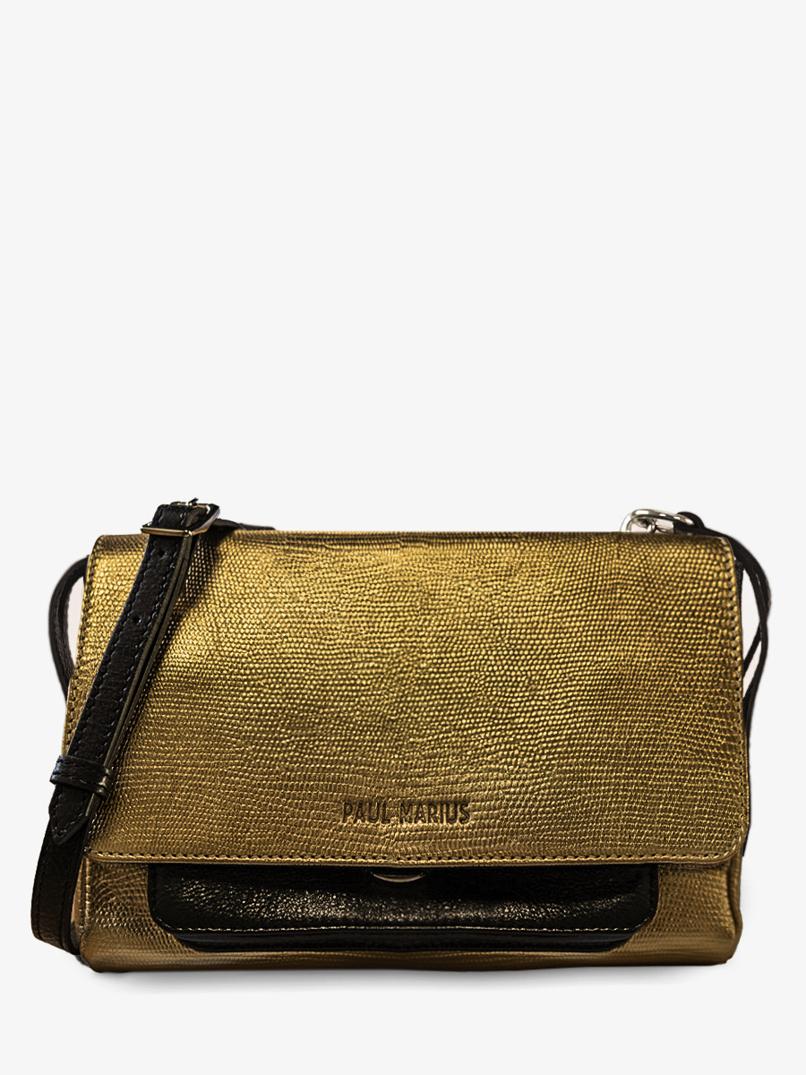 foto-vista-frontal-bolso-bandolera-cuero-dorado-negro-diane-s-or-noir-paul-marius-w35s-l-g-b
