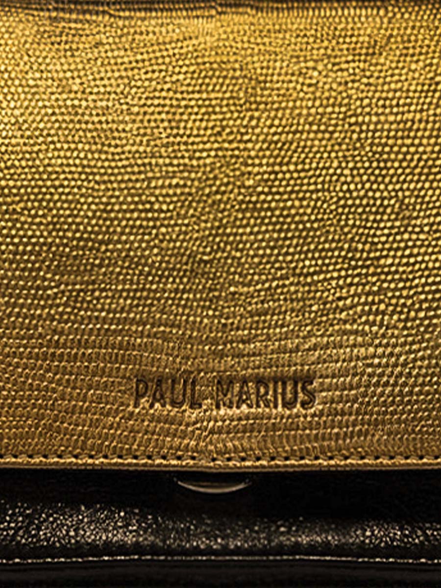 foto-en-primer-plano-material-bolso-bandolera-cuero-dorado-negro-diane-s-or-noir-paul-marius-w35s-l-g-b