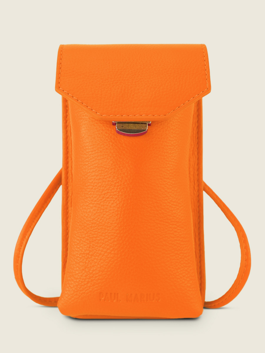 foto-vista-lateral-bolso-teléfono-cuero-naranja-eva-sorbet-mango-paul-marius-m71-sb-o