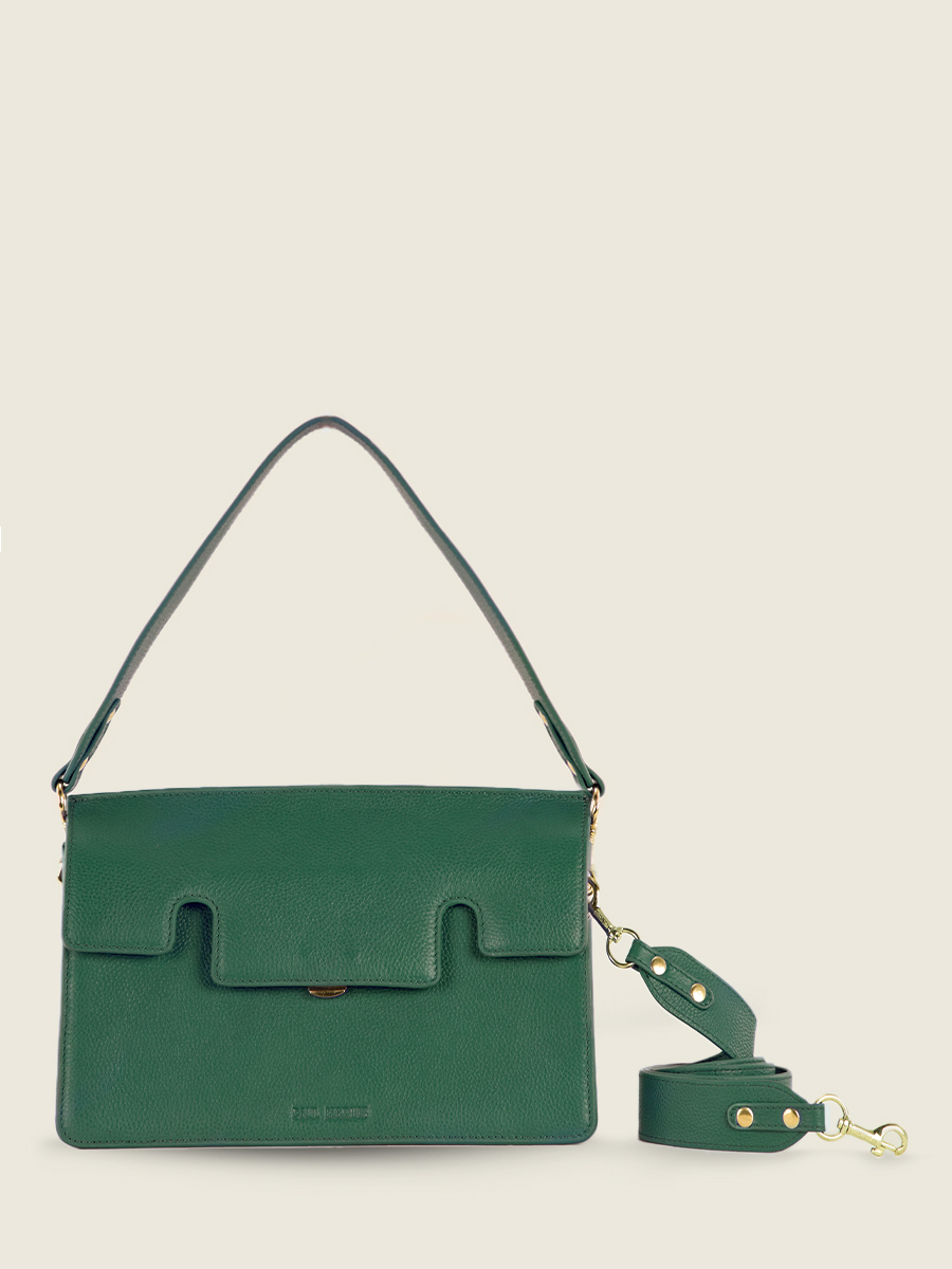 foto vista frontal bolso baguette cuero verde Gabrielle Azur verde imperial Paul Marius W42 AZ GR
