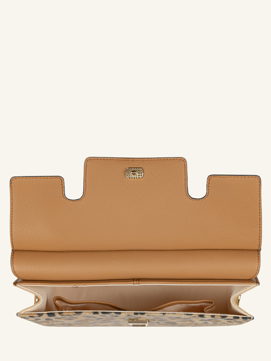 bolso baguette de piel gabrielle leopardo beige vista interior w42 lp bei