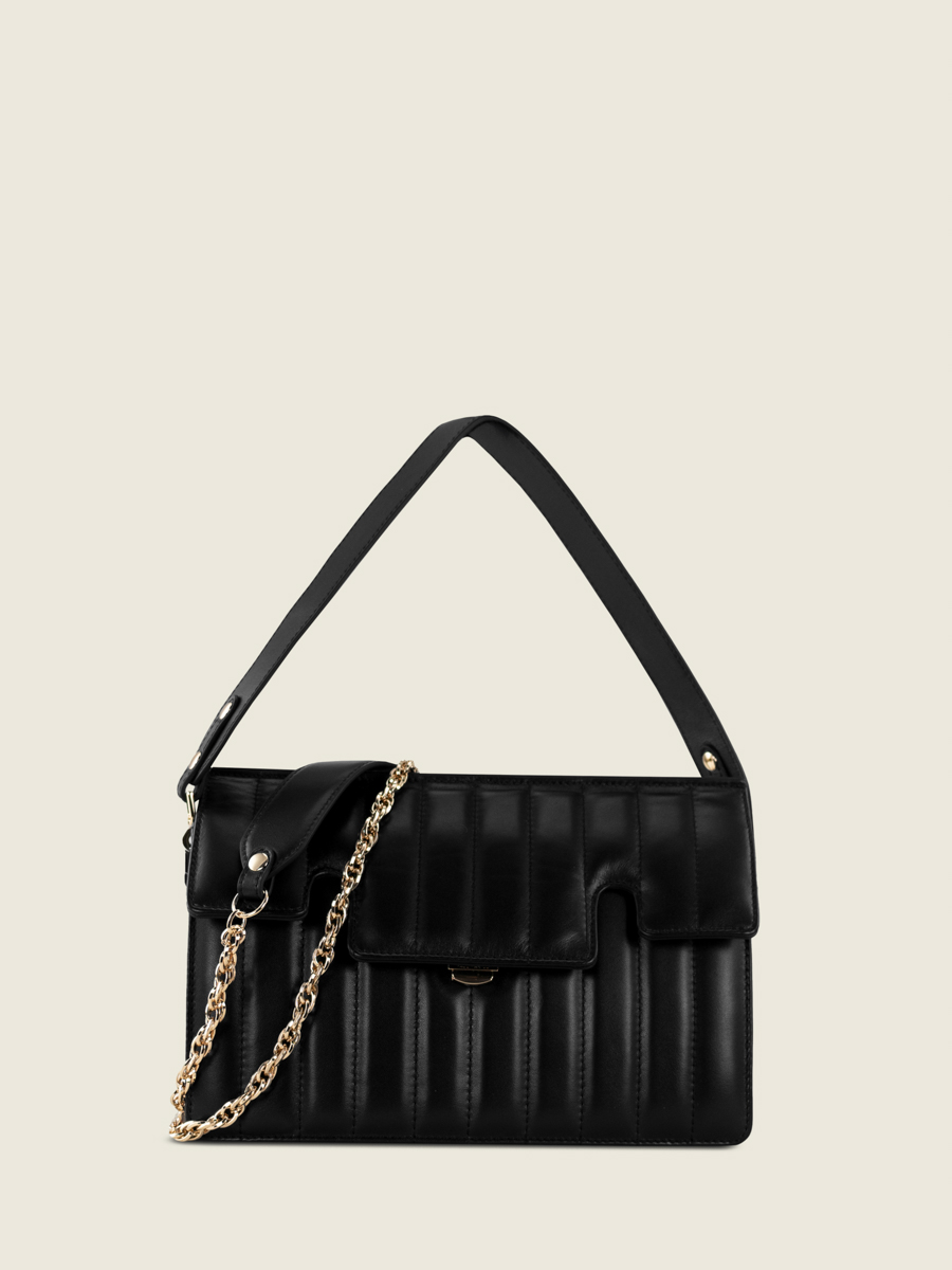 bolso-baguette-acolchado-cuero-gabrielle-tapicería-negro-vista-frontal-w42-mat-s-b
