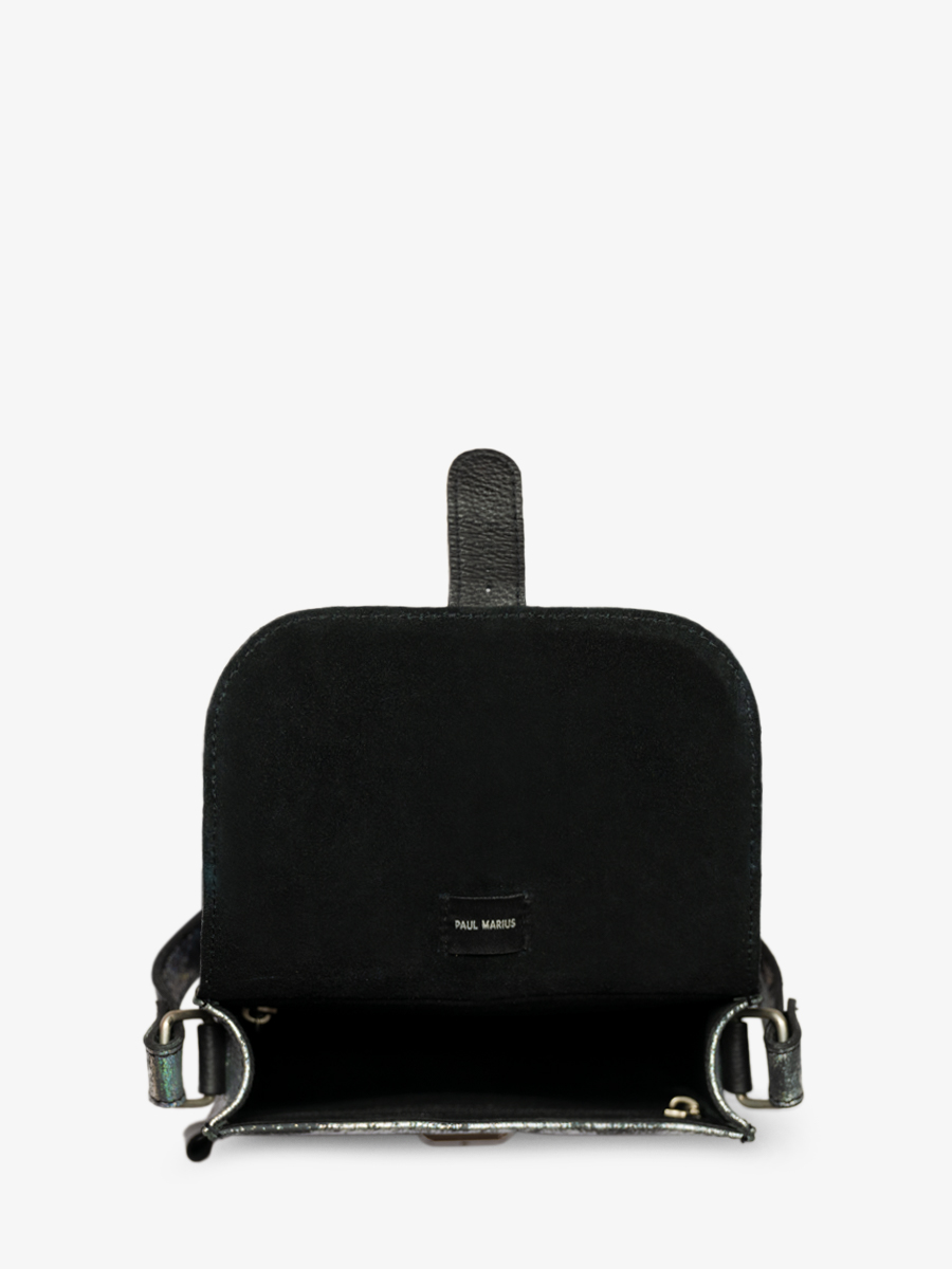 foto-vista-interior-bolso-bandolera-cuero-holográfico-lessentiel-galaxie-paul-marius-m21-gal