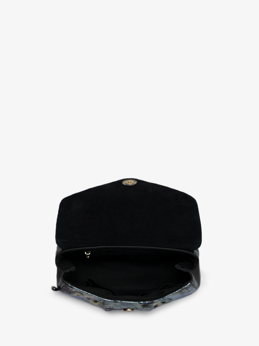 foto-vista-interior-bolso-bandolera-cuero-holográfico-suzon-m-galaxie-paul-marius-w25m-gal