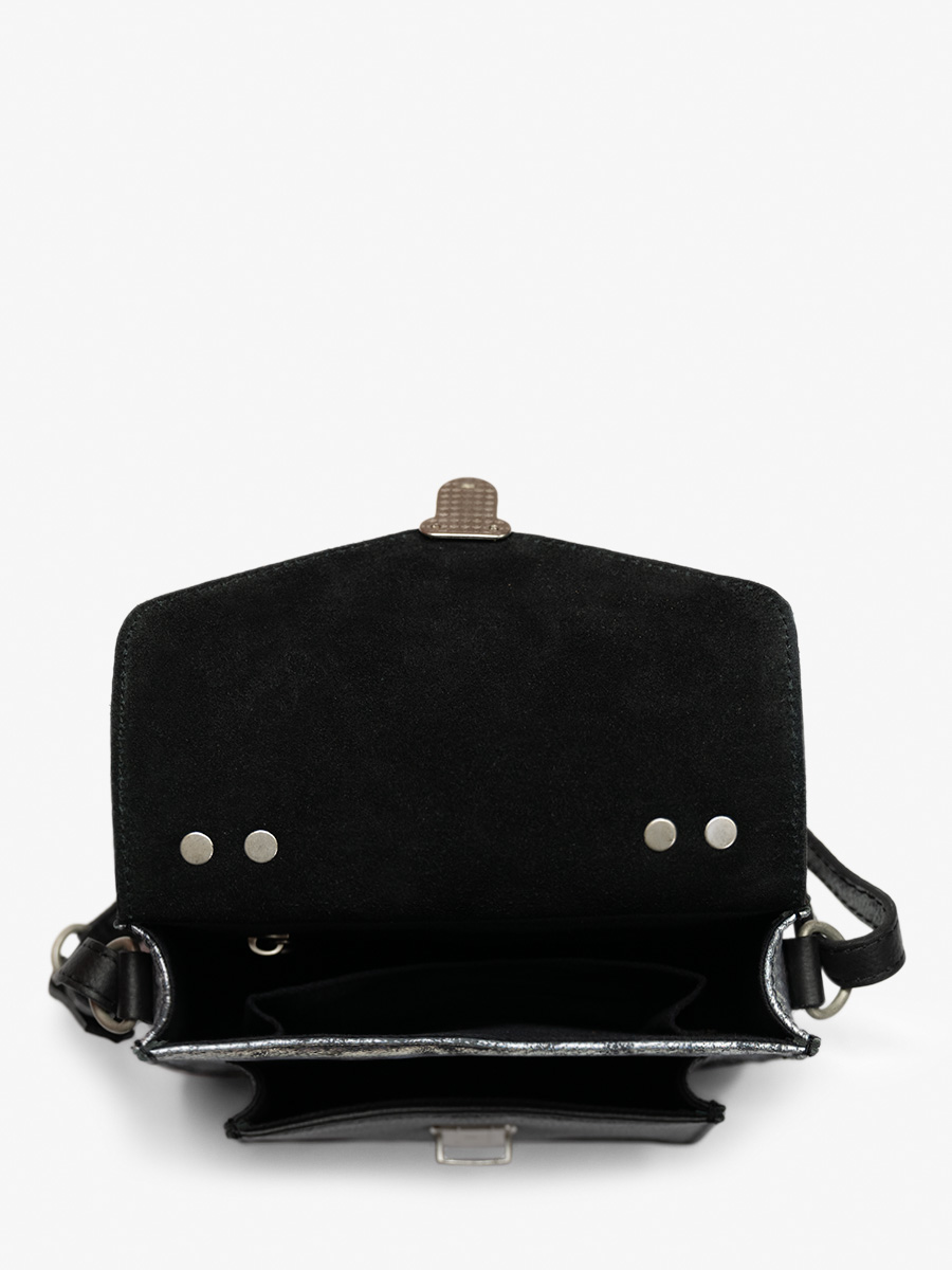 foto-vista-interior-bolso-mano-cuero-holográfico-mademoiselle-george-xs-galaxie-paul-marius-w05xs-gal