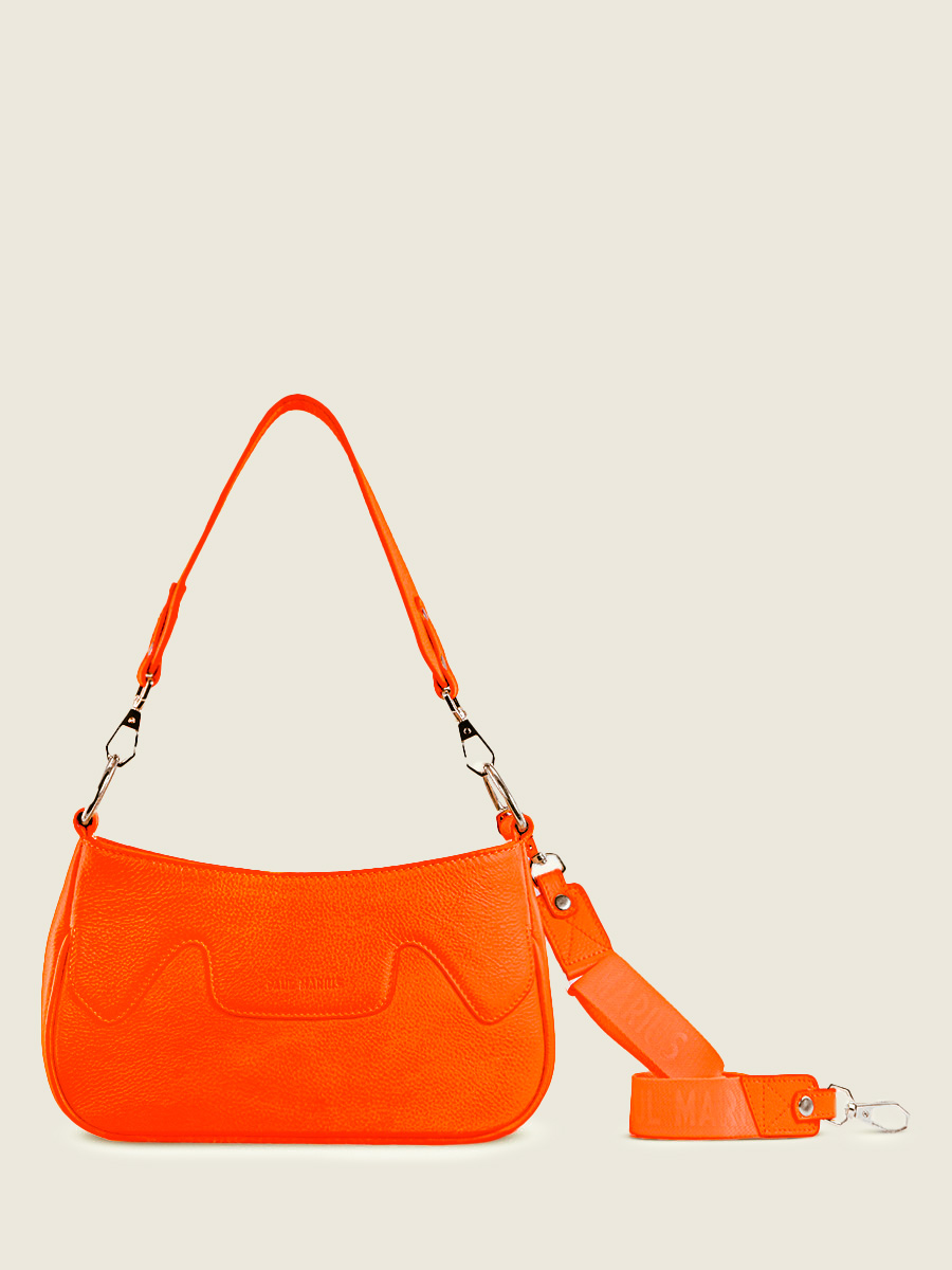 foto-vista-frontal-bolso-media-luna-cuero-naranja-garance-neon-paul-marius-w40-ne-o