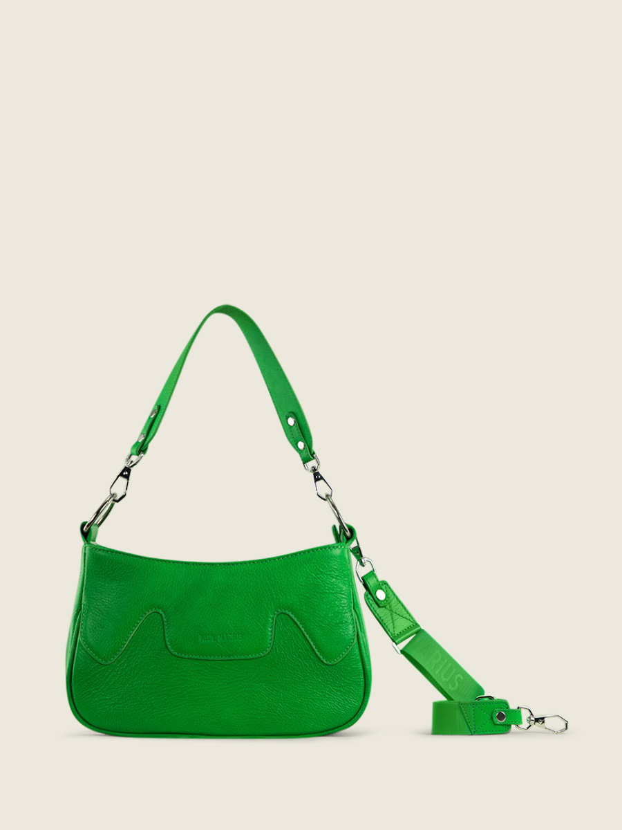 foto-vista-frontal-bolso-media-luna-cuero-verde-garance-neon-paul-marius-w40-ne-gr