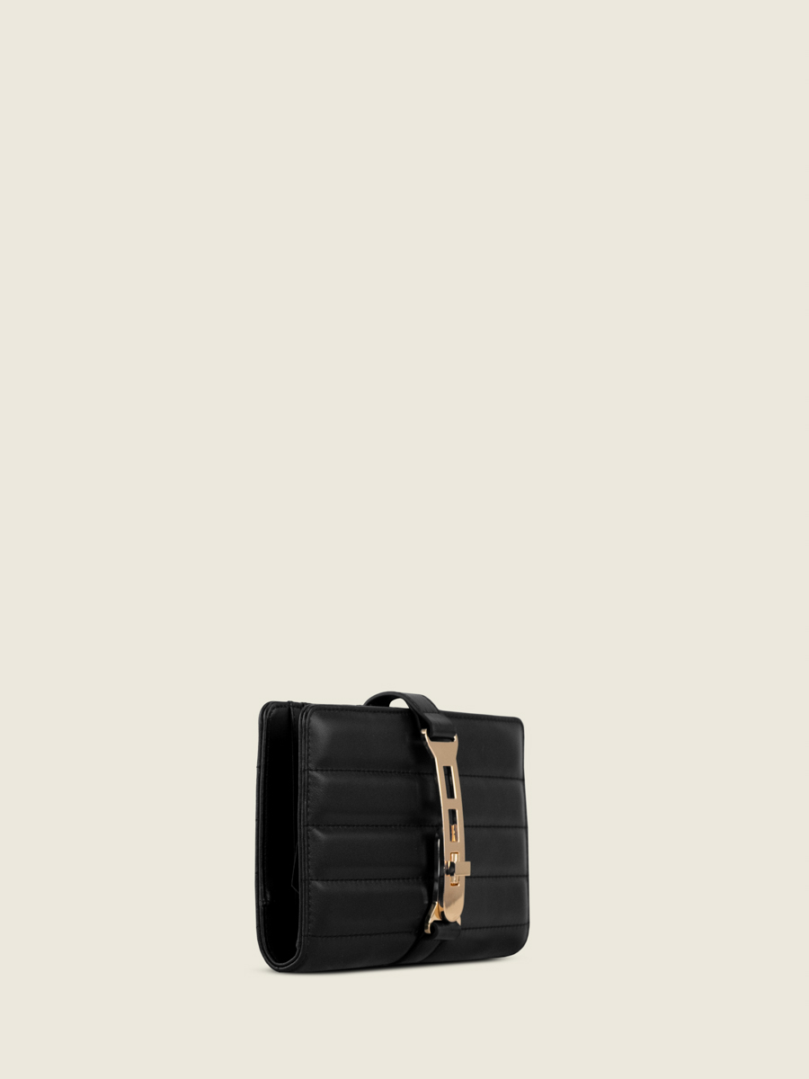 cartera acolchada gaspard tapicería negra vista lateral m78 mat-s-b