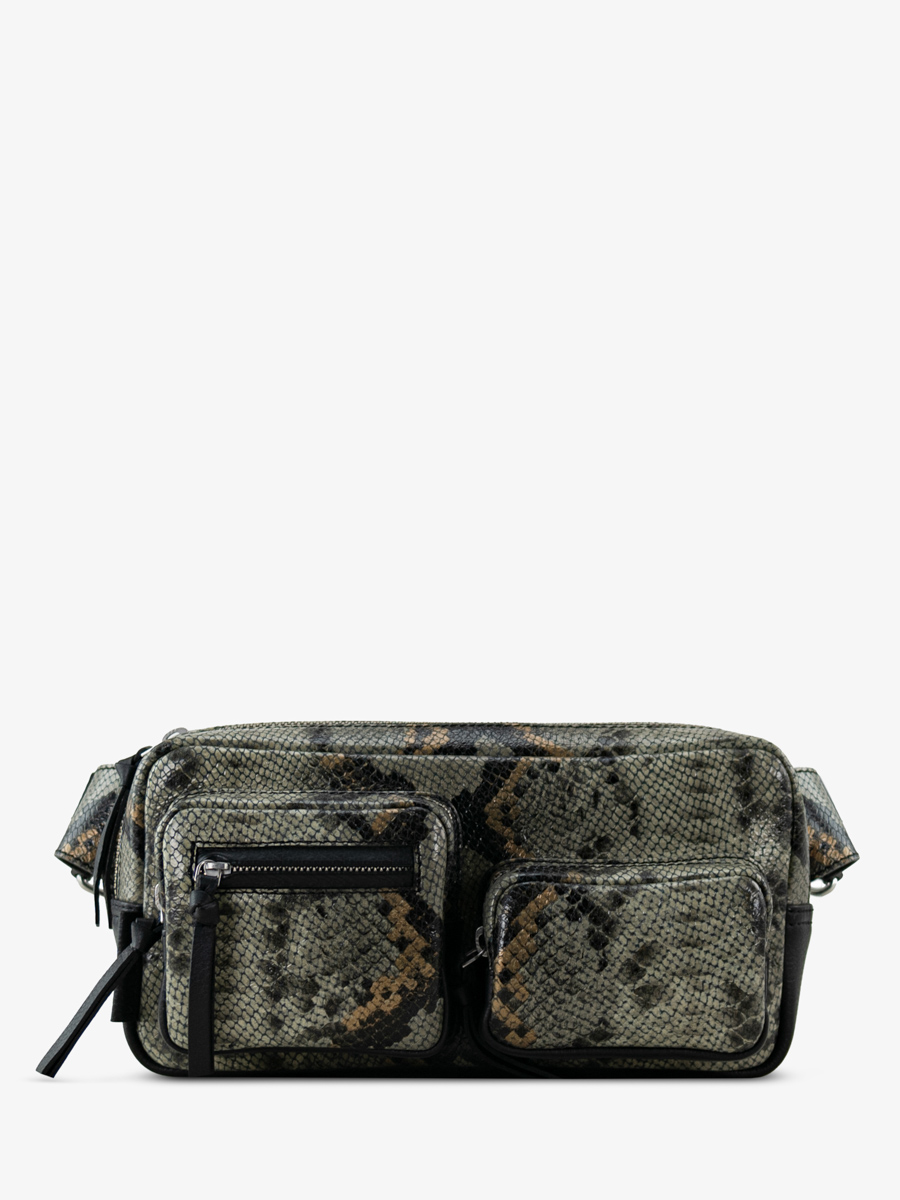 bolsa-banana-cuero-pitón-gris-negro-labanane-90s-python-vista-frontal-m86-p-gre-b
