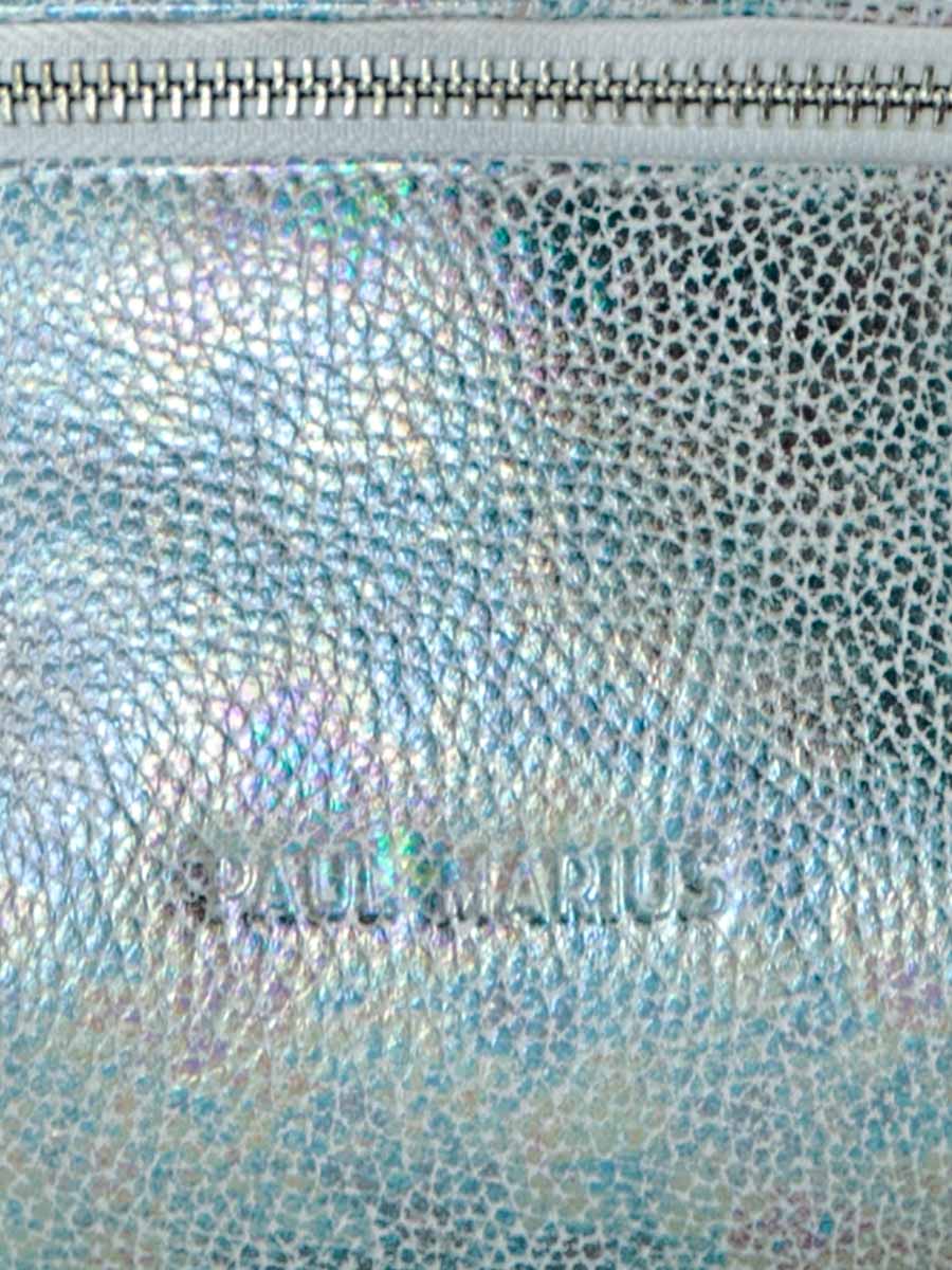 foto-en-primer-plano-mini-riñonera-cuero-blanco-holográfico-labanane-xs-granite-paul-marius-m503xs-gra-w