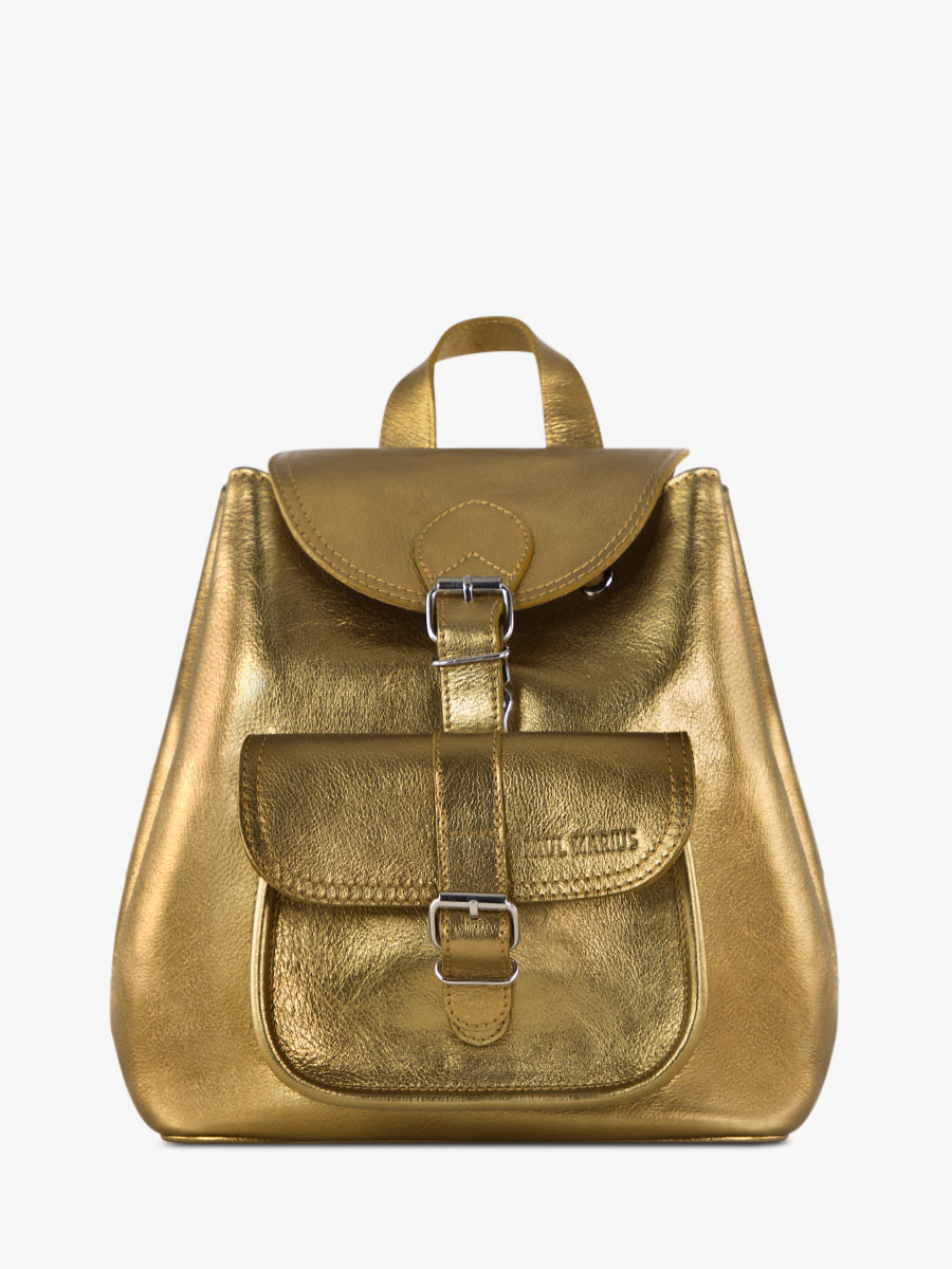 foto-vista-frontal-mochila-de-cuero-para-mujer-dorada-lebaroudeur-bronce-paul-marius-m40-og