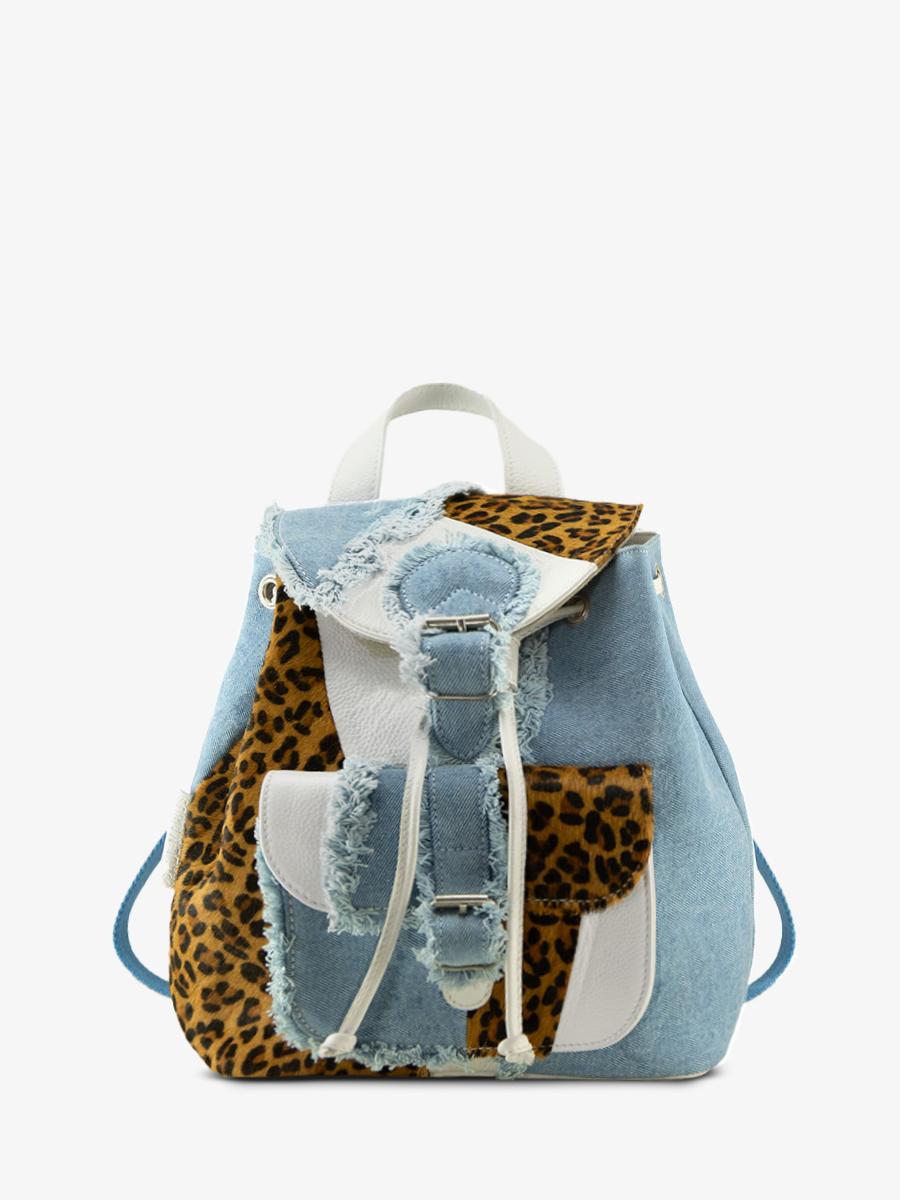 foto-vista-frontal-mochila-cuero-leopardo-blanco-lebaroudeur-chimere-denim-blanco-paul-marius-m40-ch-w-denim