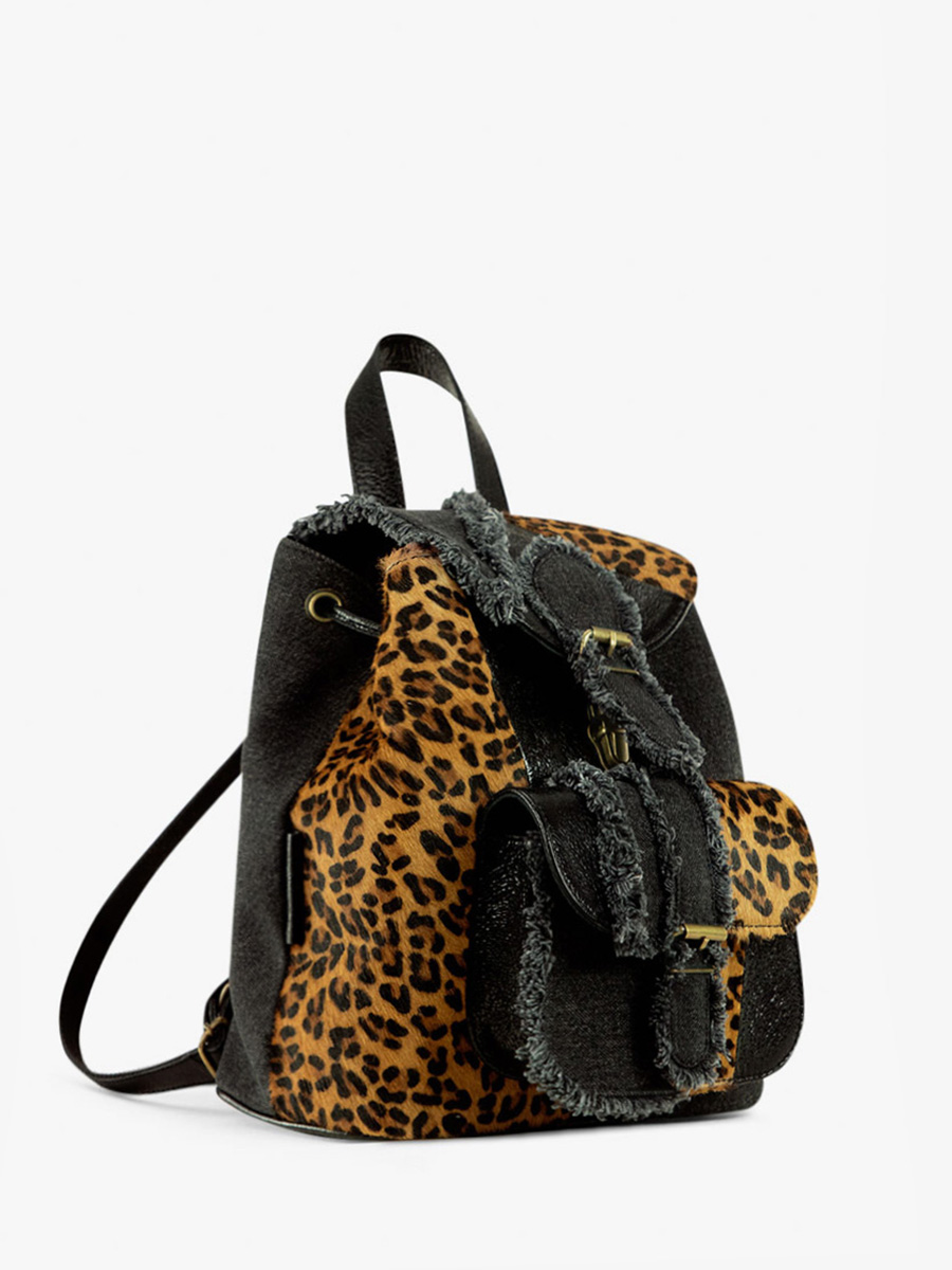 foto-vista-lateral-mochila-cuero-leopardo-negro-lebaroudeur-chimere-denim-negro-paul-marius-m40-ch-b-denim