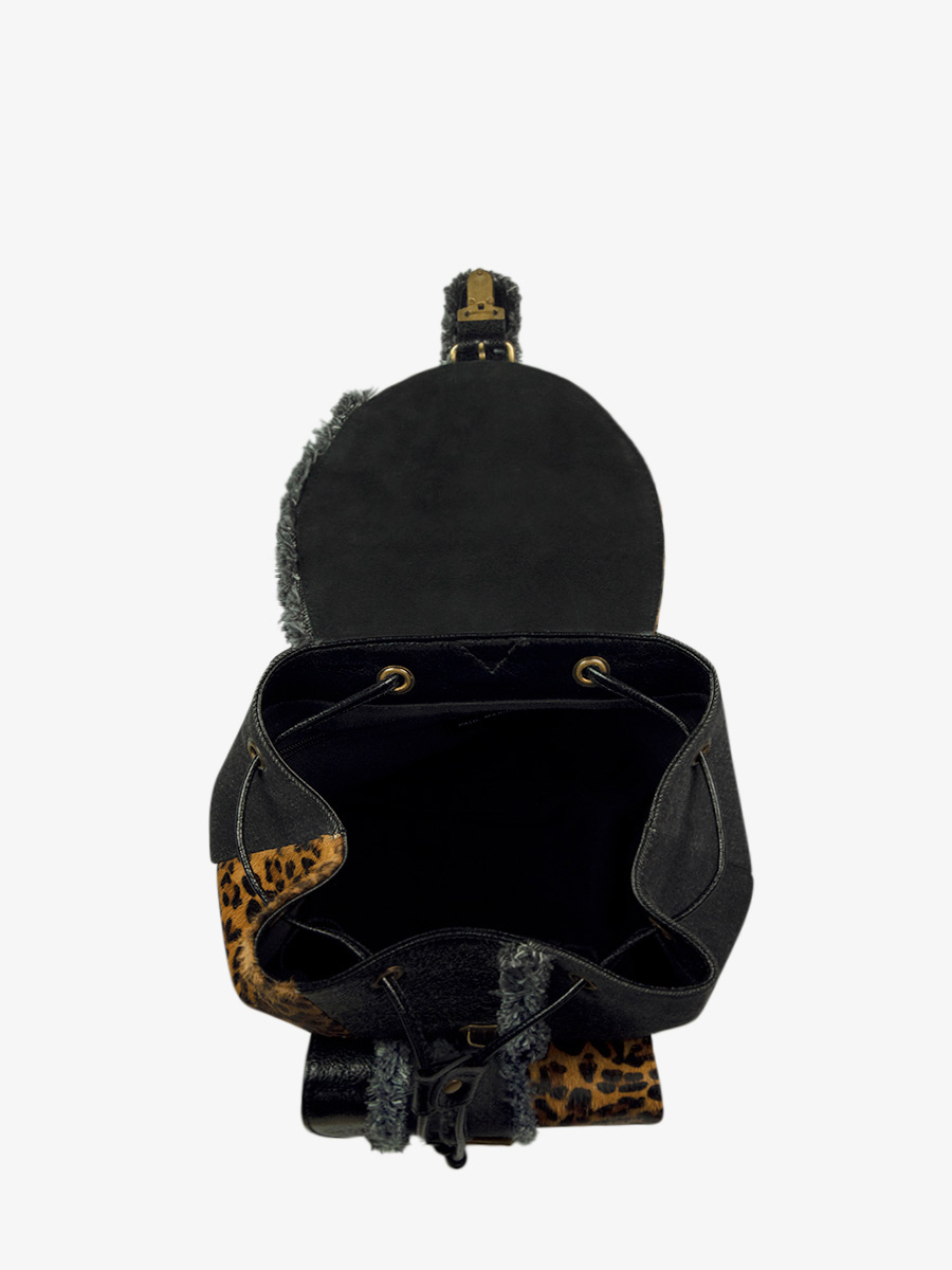 foto-vista-interior-mochila-cuero-leopardo-negro-lebaroudeur-chimere-denim-negro-paul-marius-m40-ch-b-denim