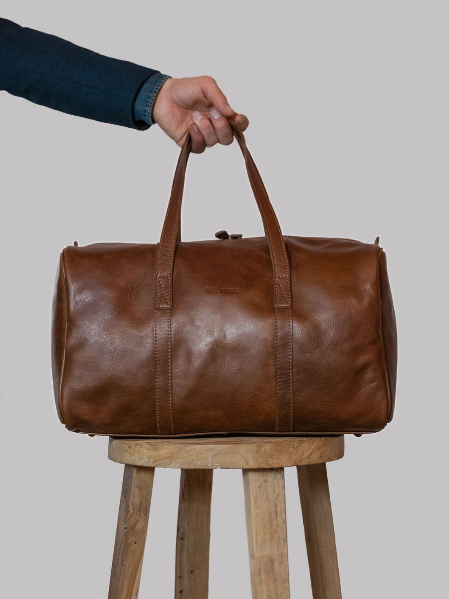 foto-vista-bolso-de-viaje-cuero-marrón-lecabine-tabaco-paul-marius-m103-mk