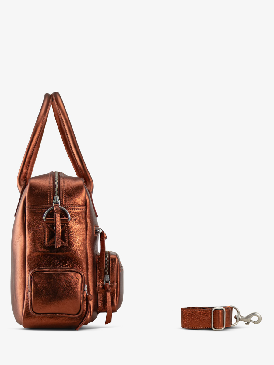 maletín-multibolsillos-cobre-metalizado-ledandy-90s-Ginger-vista-lateral-w204-m-o