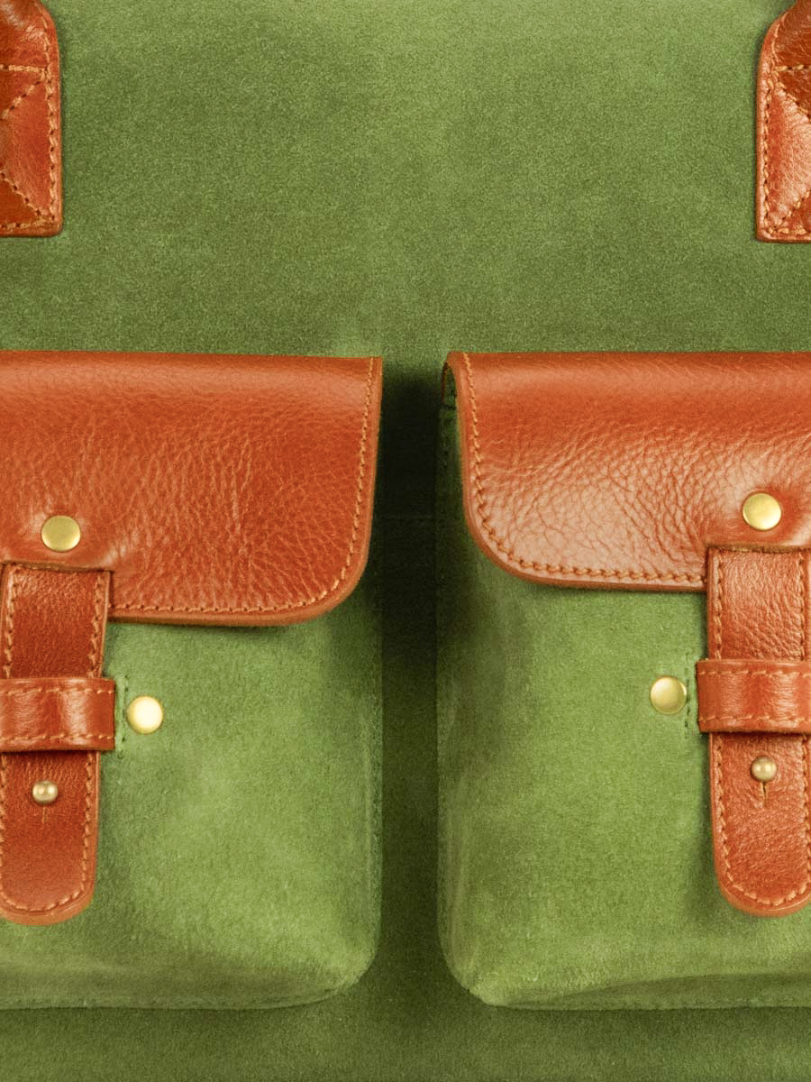 foto-vista-zoom-material-bolso-mano-cuero-marrón-caqui-ledandy-nomade-paul-marius-w104-oco-gr