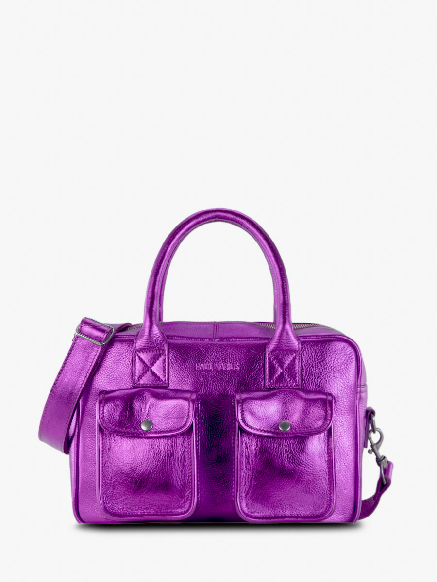 foto-vista-frontal-bolso-mano-cuero-violeta-metalizado-ledandy-s-bonbon-paul-marius-w04s-m-p