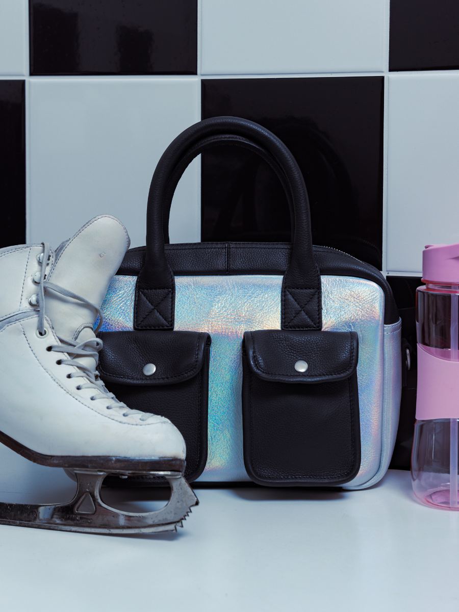 bolso-de-mano-ledandy-s-givre-holográfico-negro-vista-frontal-w04s-giv