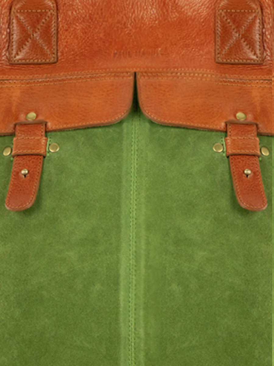 foto-vista-zoom-material-bolso-cubo-cuero-marrón-caqui-lepilote-nomade-paul-marius-b06-oco-gr