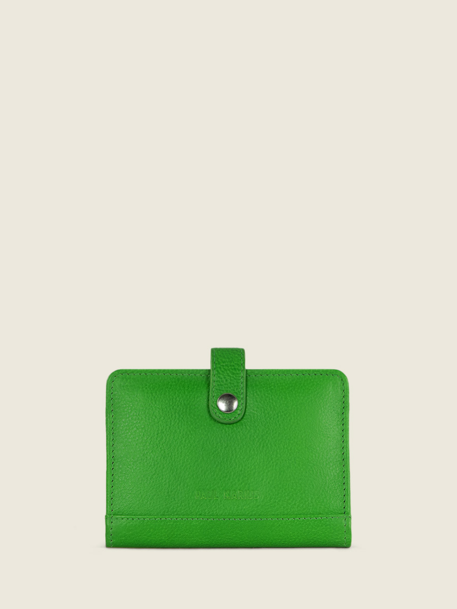 foto vista frontal cartera de cuero verde leportefeuille jeanne neon paul marius m34 ne gr