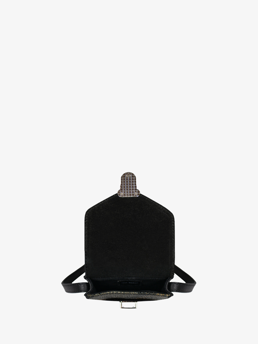 bolso-teléfono-cuero-leporte-teléfono-pitón-gris-negro-vista-interior-m88-p-gre-b