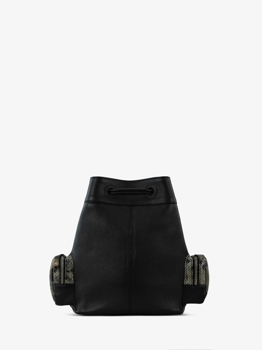 bolso-cubo-de-cuero-pitón-gris-negro-leseau-90s-pitón-vista-posterior-w57-p-gre-b