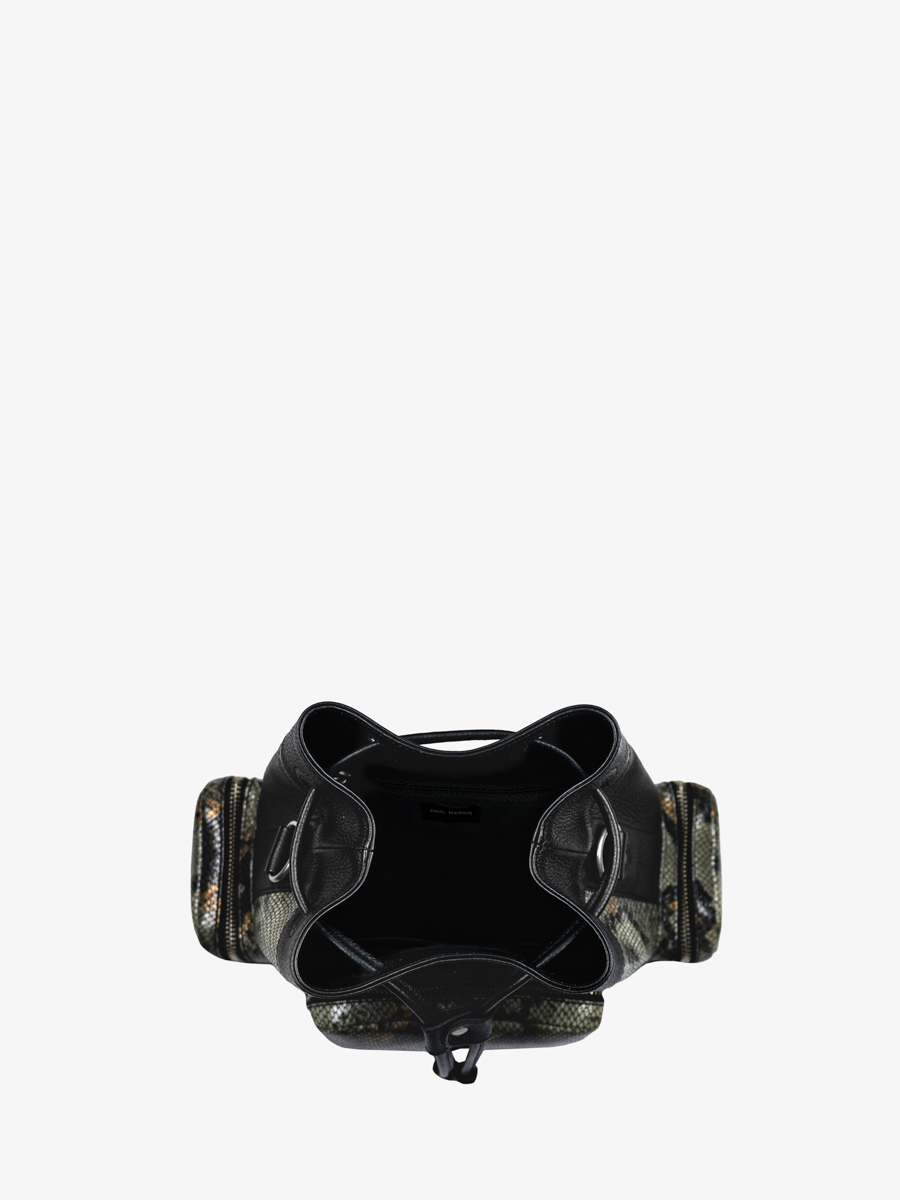 bolso-cubo-cuero-pitón-gris-negro-leseau-90s-pitón-vista-interior-w57-p-gre-b