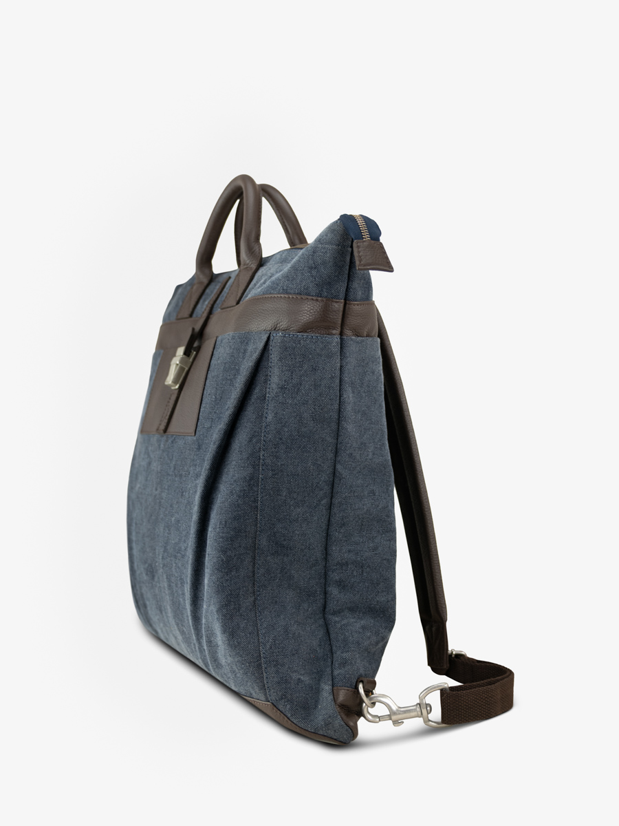maletín-mano-mochila-aviador-cacao-lona-azul-vista-lateral-b07-odbr-bluc