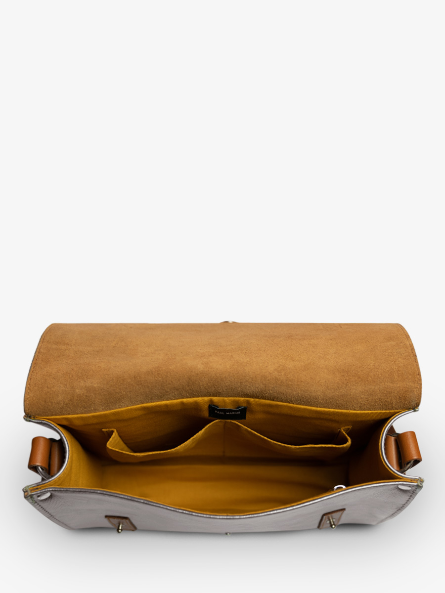 foto-vista-interior-bolso-bandolera-cuero-plateado-lindispensable-acero-paul-marius-w08-gm