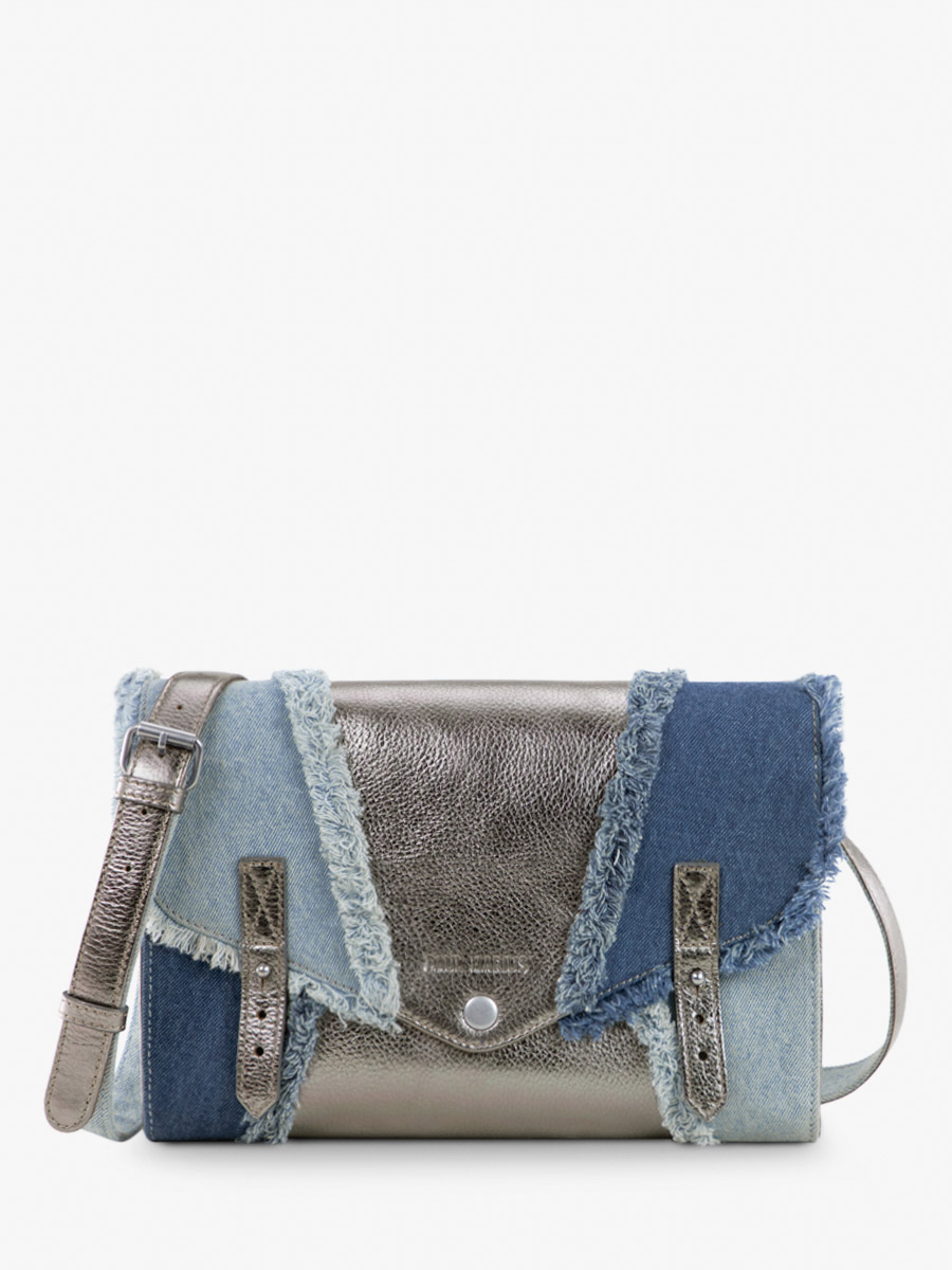 foto-vista-frontal-bolso-bandolera-cuero-jean-plateado-mujer-l-indispensable-denim-acier-paul-marius-w08-gm-denim